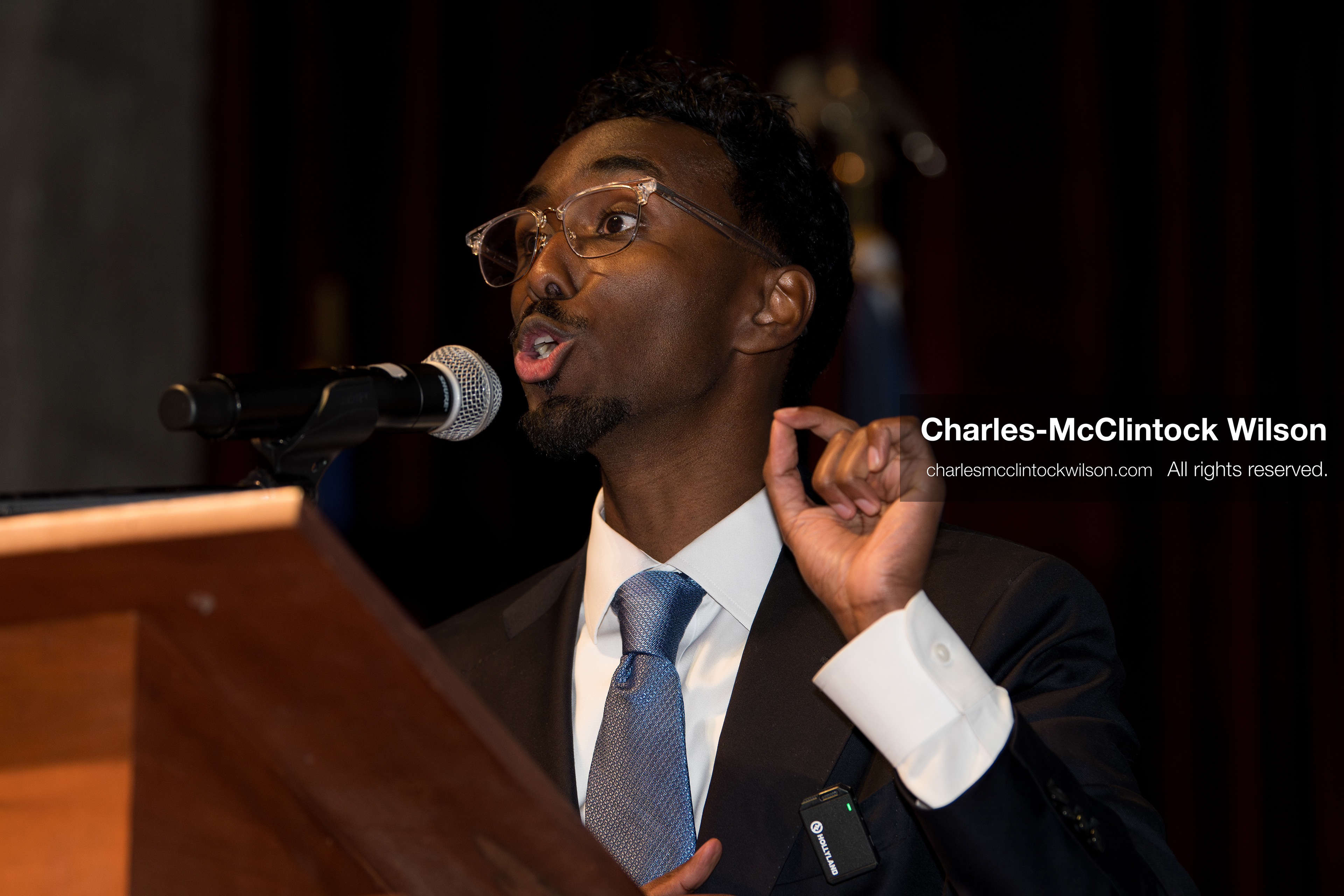 April 25, 2026, Sandy, Utah, USA: LIBAN MOHAMED, a candidate for the Democratic nomination in Utah's 1st Congressional District, speaks during the 2026 Utah Democratic Convention at Jordan High School in Sandy. (Credit Image: © Charles-McClintock Wilson/ZUMA Press Wire)