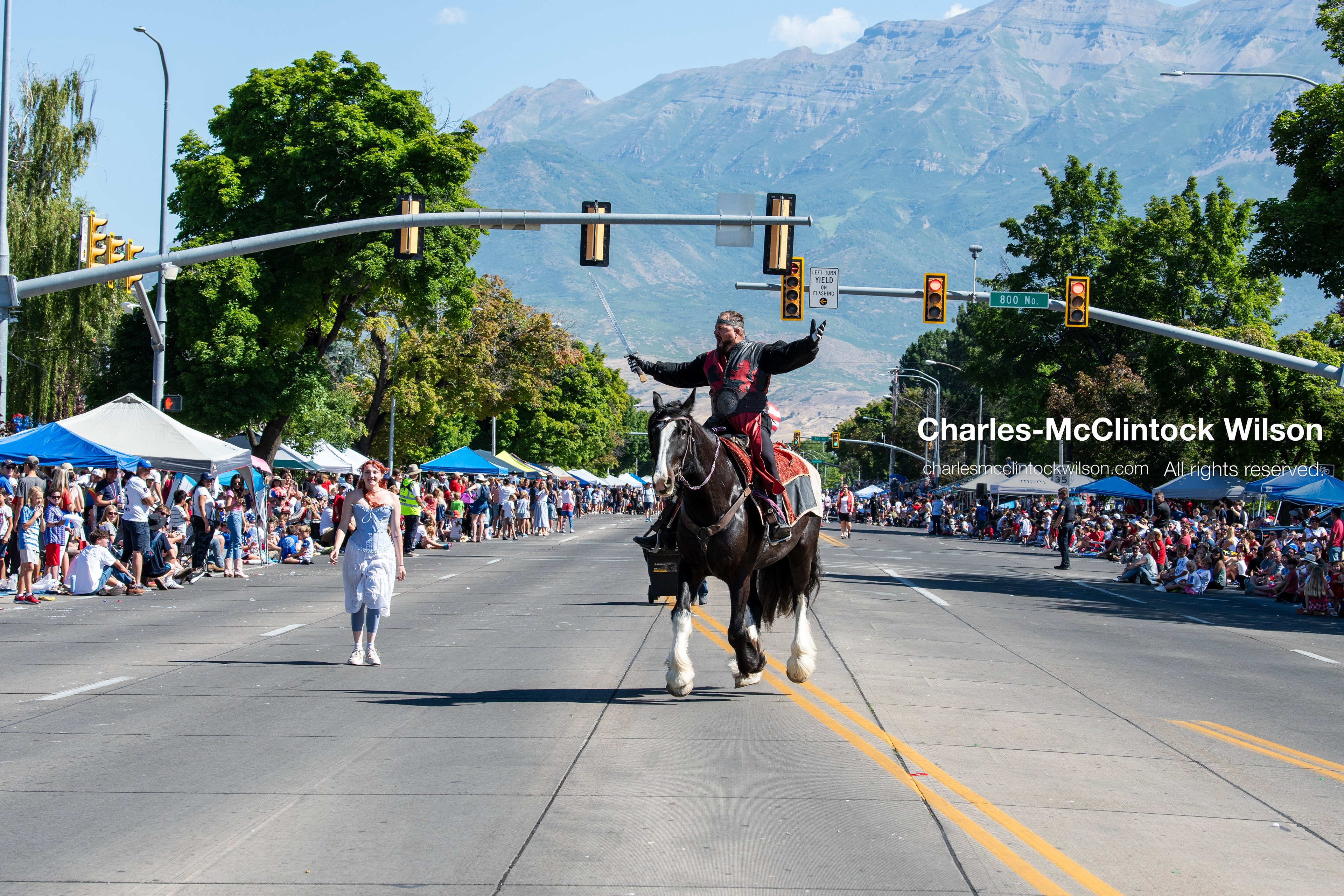 July 4, 2026, Provo, Utah, USA: A horseback rider moves down the center of the pavement during America's Freedom Festival Grand Parade in Provo, Utah, Saturday, July 4, 2026. The annual event drew thousands of spectators to the downtown corridor. (Credit Image: © Charles-McClintock Wilson/ZUMA Press Wire)
