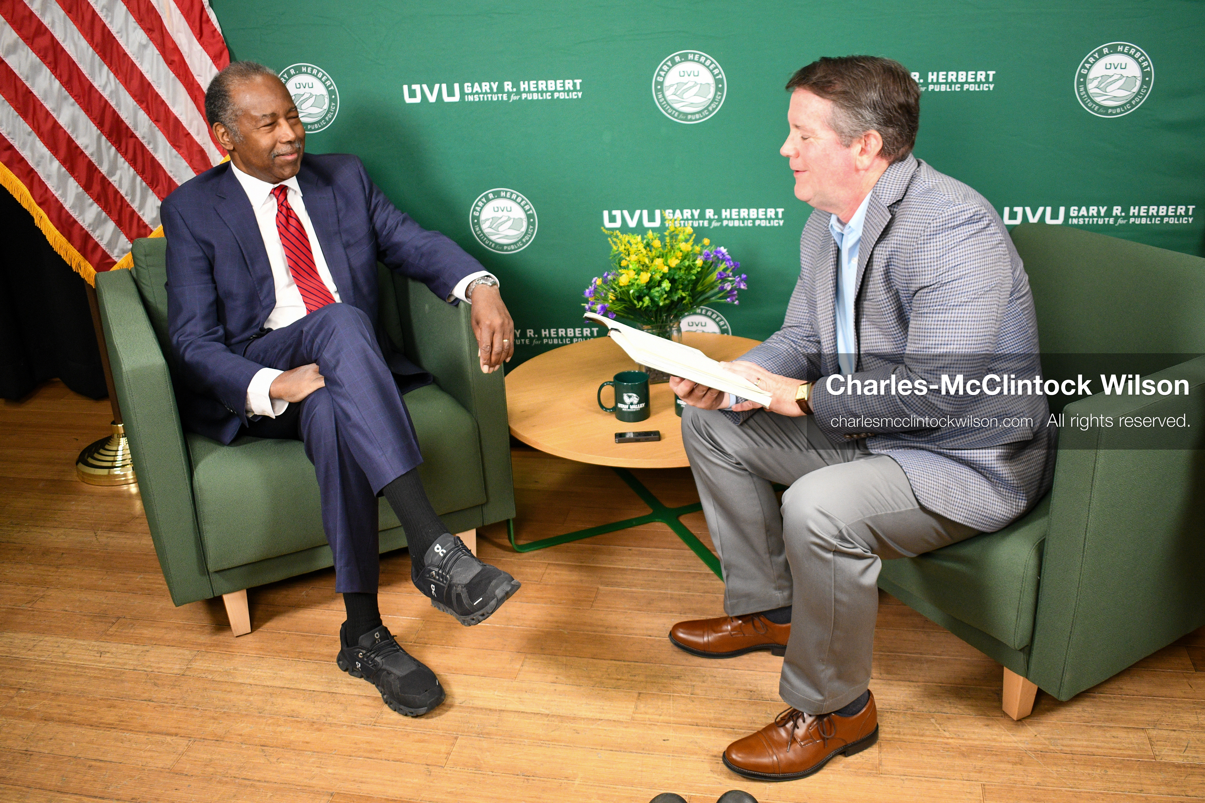 November 5, 2025, Orem, Utah, USA: Dr. Ben Carson, former U.S. Secretary of Housing and Urban Development and 2016 Republican presidential candidate, speaks with members of the press ahead of a public event hosted by the Gary R. Herbert Institute at Utah Valley University in Orem, Utah, on Nov. 5, 2025. (Credit Image: © Charles-McClintock Wilson/ZUMA Press Wire)