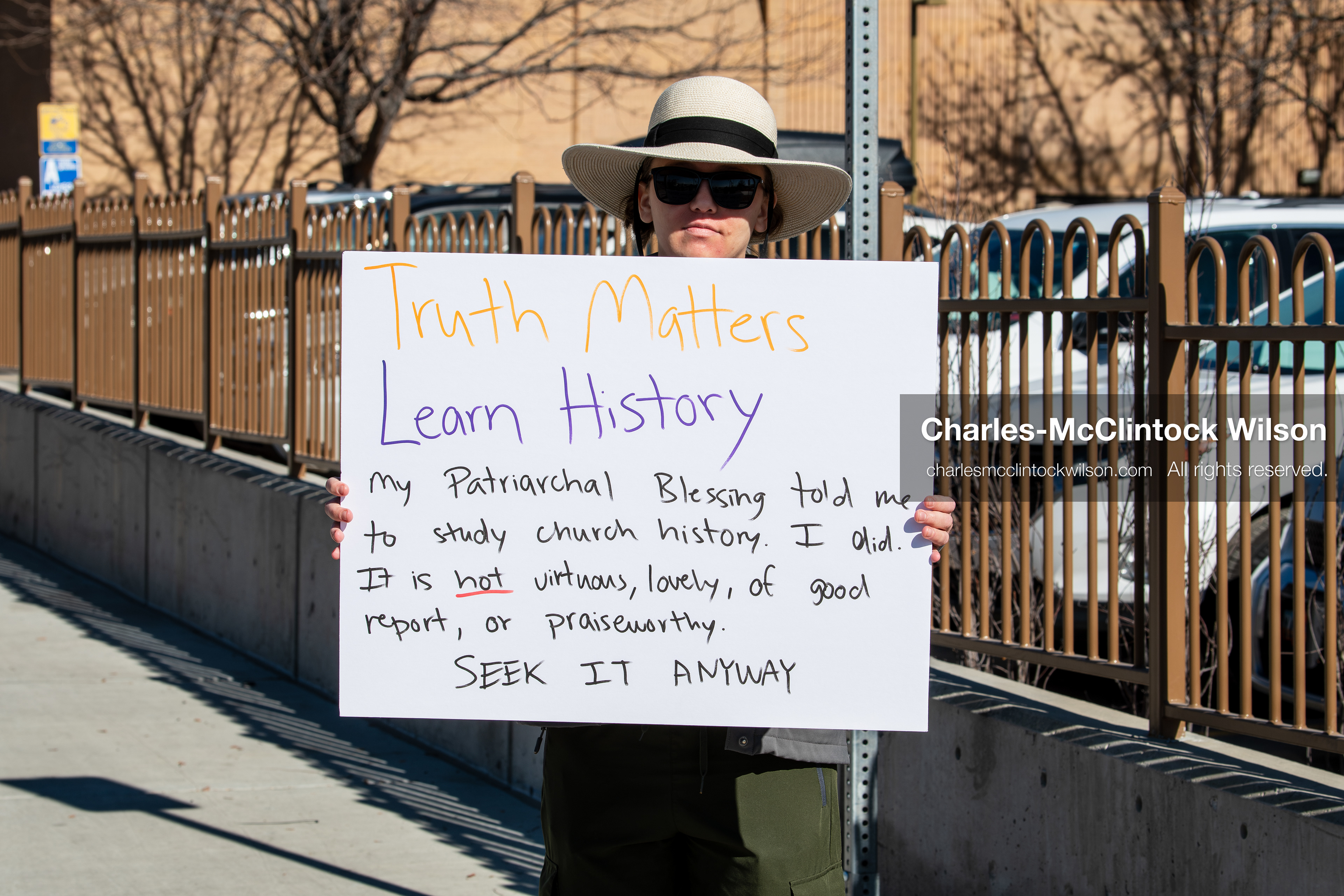February 5, 2026, Provo, Utah, USA: A demonstrator holds a sign during a gathering near Brigham Young University in Provo where students and community members protested the presence of US Customs and Border Protection recruiters at a career fair held on the BYU campus. (Credit Image: © Charles McClintock Wilson/ZUMA Press Wire)