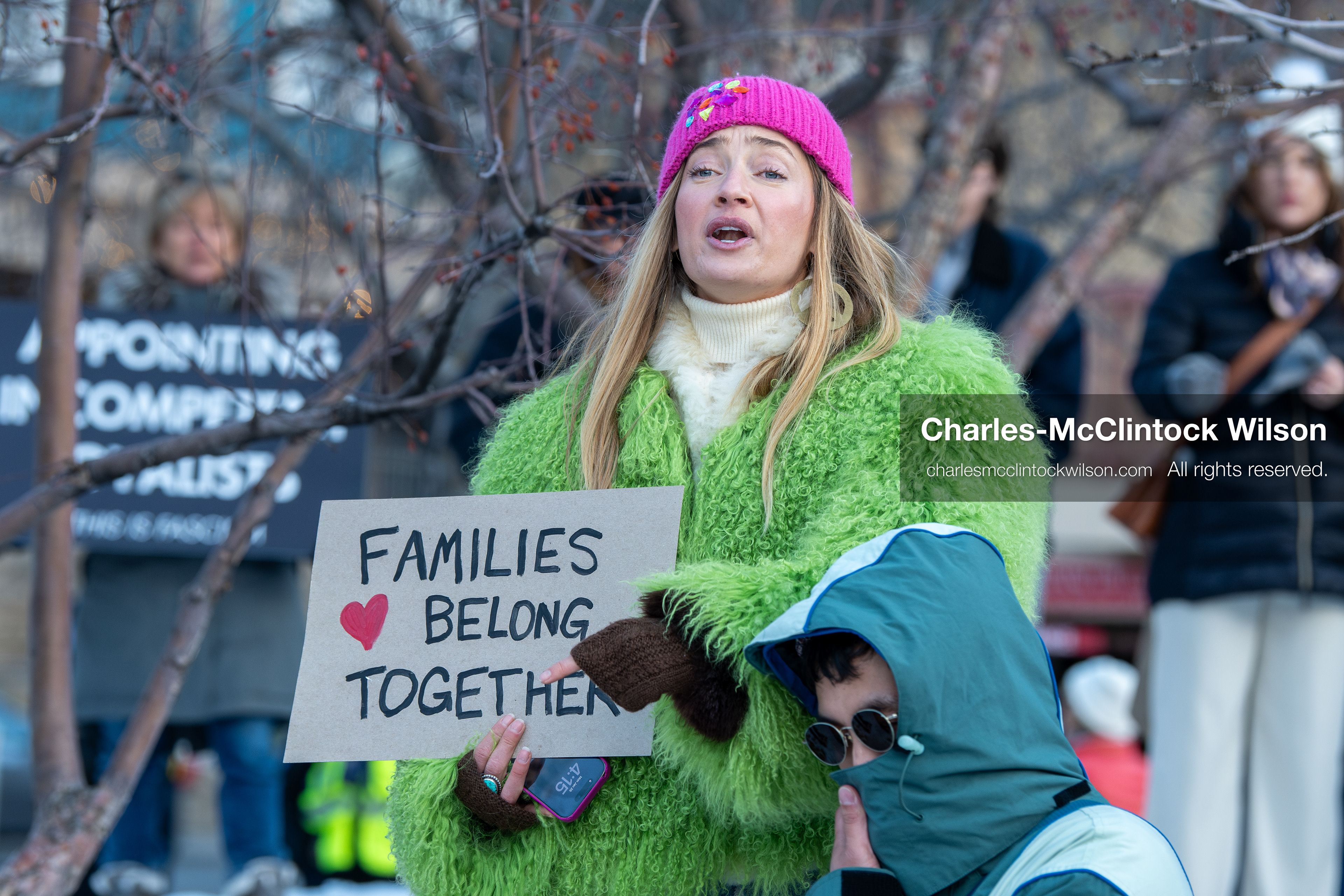 January 26, 2026, Park City, Utah, USA: US Professional skier and activist SIERRA QUITIQUIT holds a sign while gathering with demonstrators during a protest opposing U.S. Immigration and Customs Enforcement (I.C.E.) ICE agents at the Sundance Film Festival in Park City, Utah, on Monday, January 26, 2026. The event was held in response to the fatal shooting of Alex Pretti by a U.S. Border Patrol officer in Minneapolis. (Credit Image: © Charles McClintock Wilson/ZUMA Press Wire)
