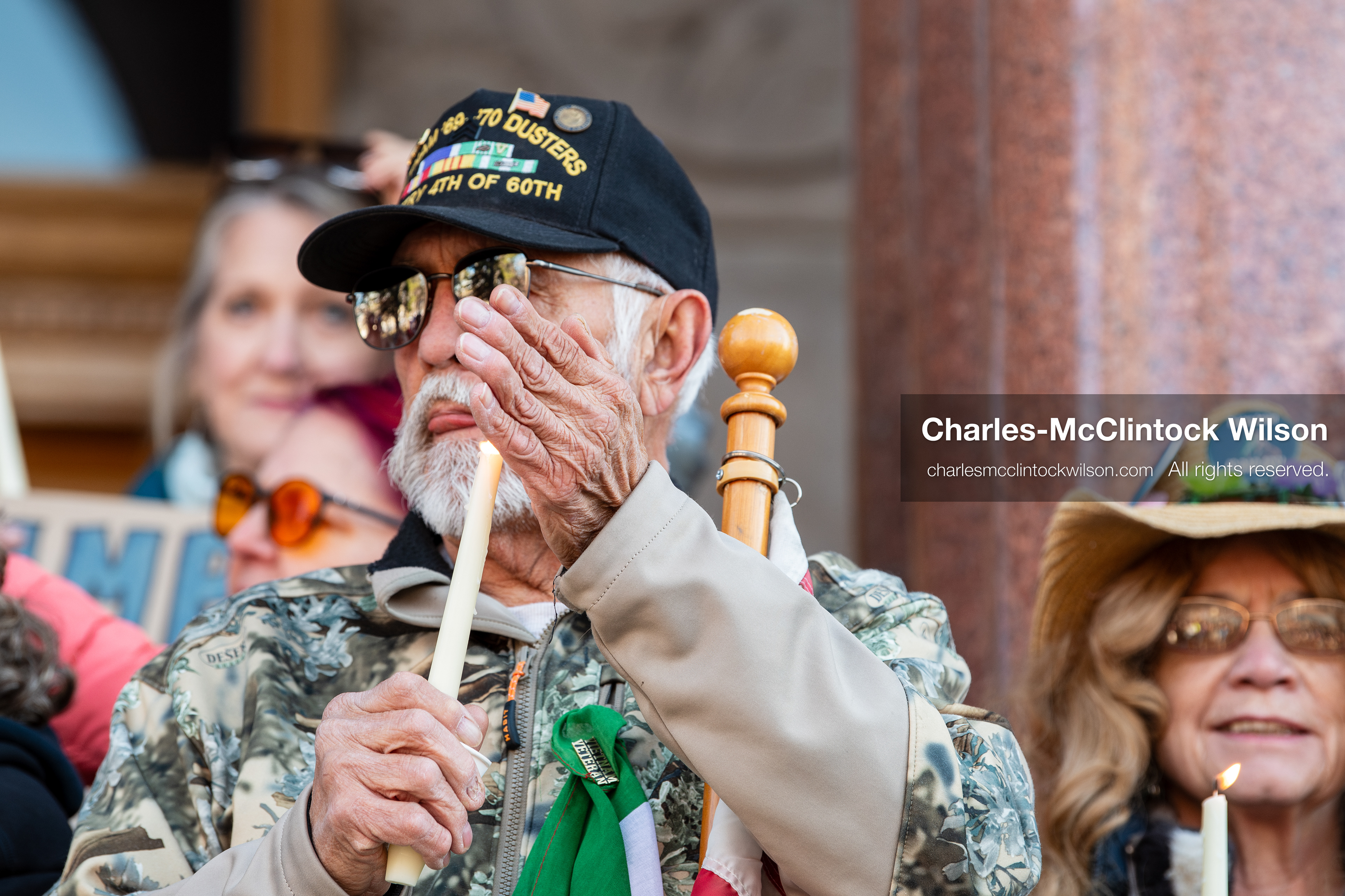 Salt Lake City, Utah, January 10, 2026: A man holds a candle during a vigil for Renee Nicole Good and other victims who died during ICE enforcement, part of the ICE Out for Good protest at Washington Square Park. (Credit Image: © Charles‑McClintock Wilson/ZUMA Press Wire)