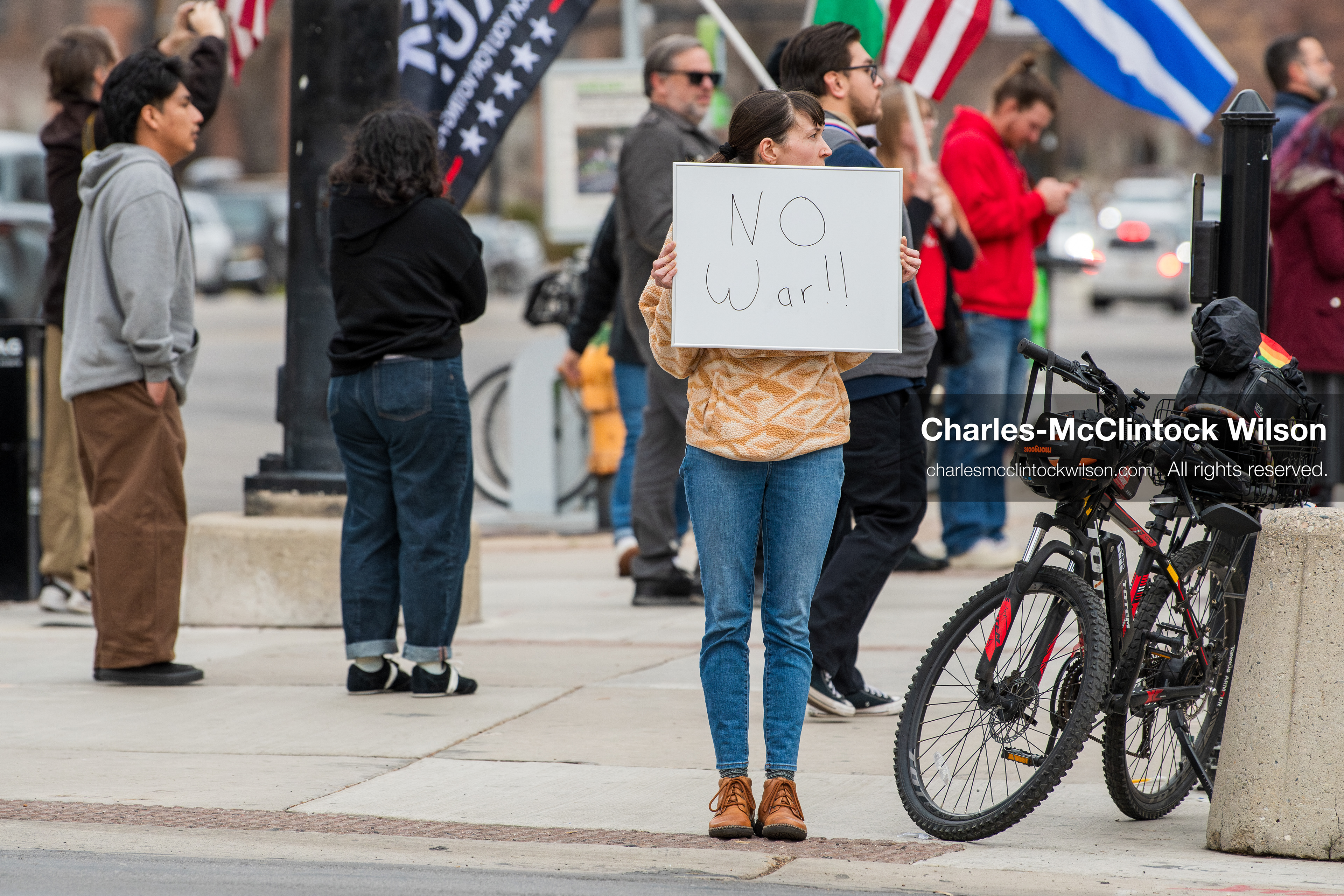 January 3, 2026, Salt Lake City, Utah, USA: A protester holds a sign during a demonstration against US action in Venezuela outside the Wallace Federal Building in Salt Lake City, Utah. The protest was part of a nationwide mobilization responding to recent military developments. (Credit Image: (c) Charles‑McClintock Wilson/ZUMA Press Wire)