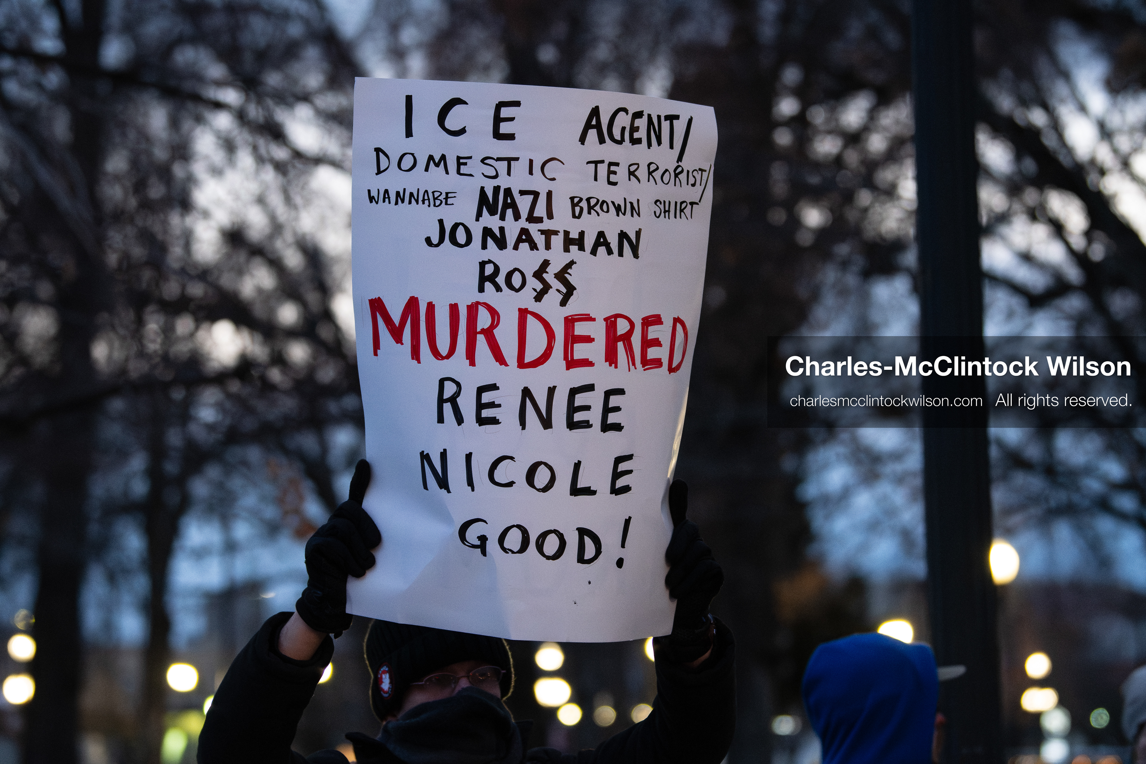 January 8, 2026, Salt Lake City, Utah, USA: A demonstrator holds a sign during an anti ICE protest at Pioneer Park in Salt Lake City Utah on Jan 8 2026. The rally followed the death of Renee Nicole Good a Minneapolis woman who was fatally shot during an encounter with immigration authorities and drew hundreds calling for accountability and changes to enforcement practices. (Credit Image: © Charles-McClintock Wilson/ZUMA Press Wire)