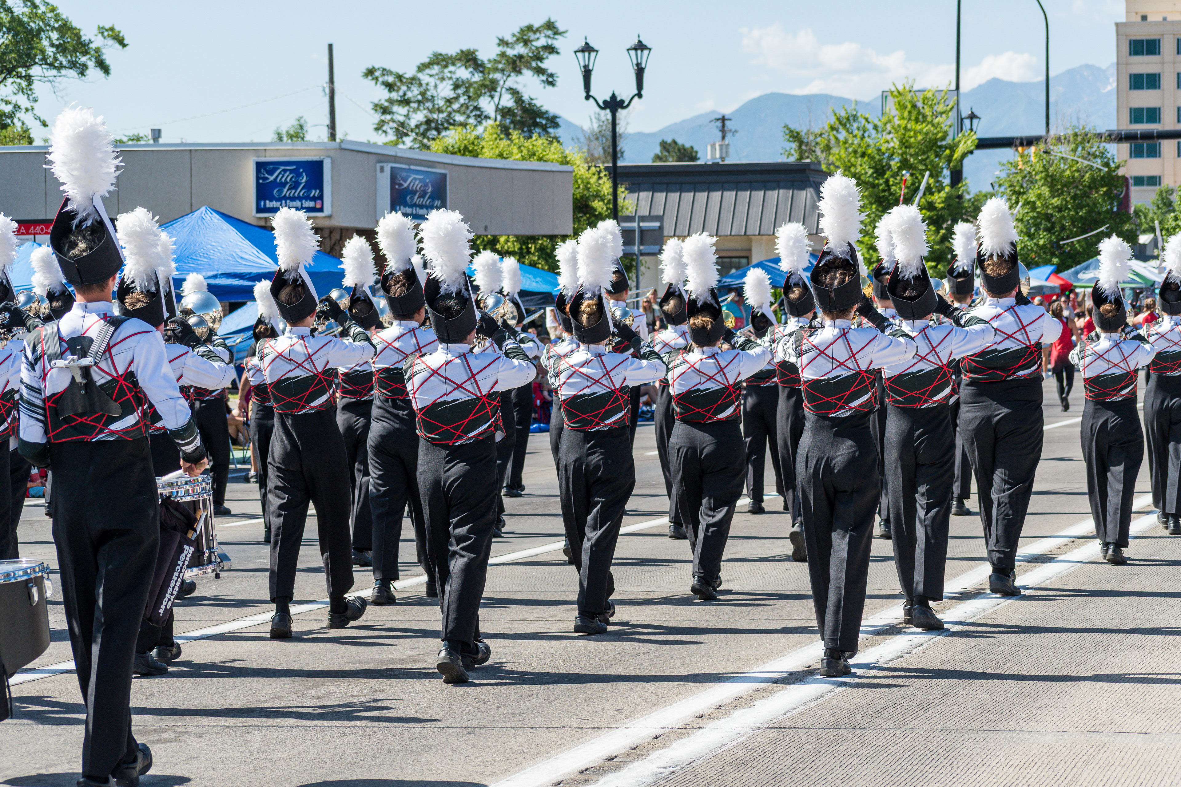 Provo, Utah – July 4, 2025: A marching band performs along Center Street during the Freedom Festival Grand Parade, part of the city’s annual Independence Day celebration.