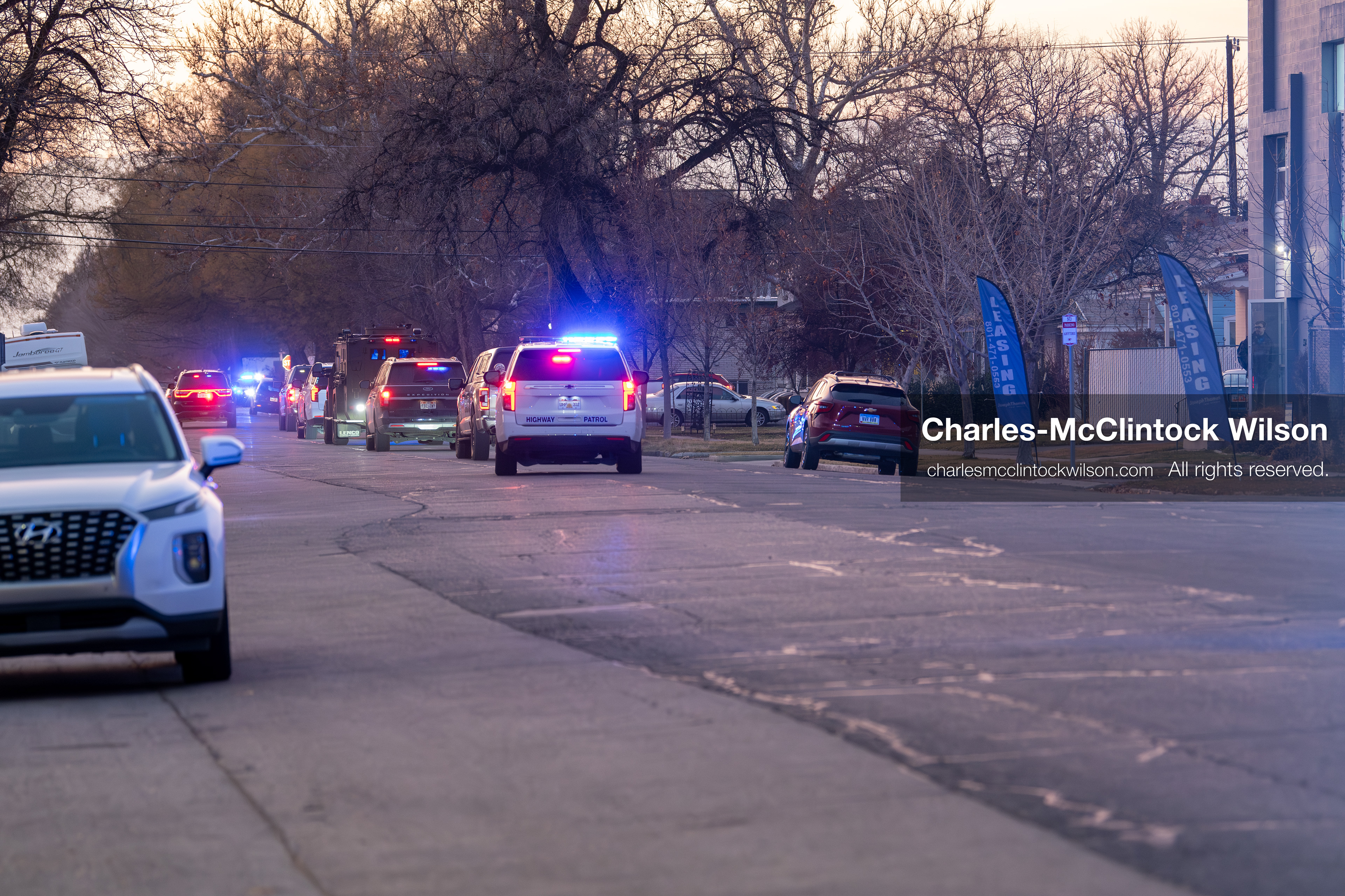 January 16, 2026, Provo, Utah, USA: A law enforcement motorcade leaves the Fourth Judicial District Courthouse in Provo, Utah, carrying Tyler Robinson after his court appearance on January 16, 2026. Robinson is the alleged killer of US conservative figure Charlie Kirk, who was fatally shot during an event at Utah Valley University. (Credit Image: © Charles-McClintock Wilson/ZUMA Press Wire)