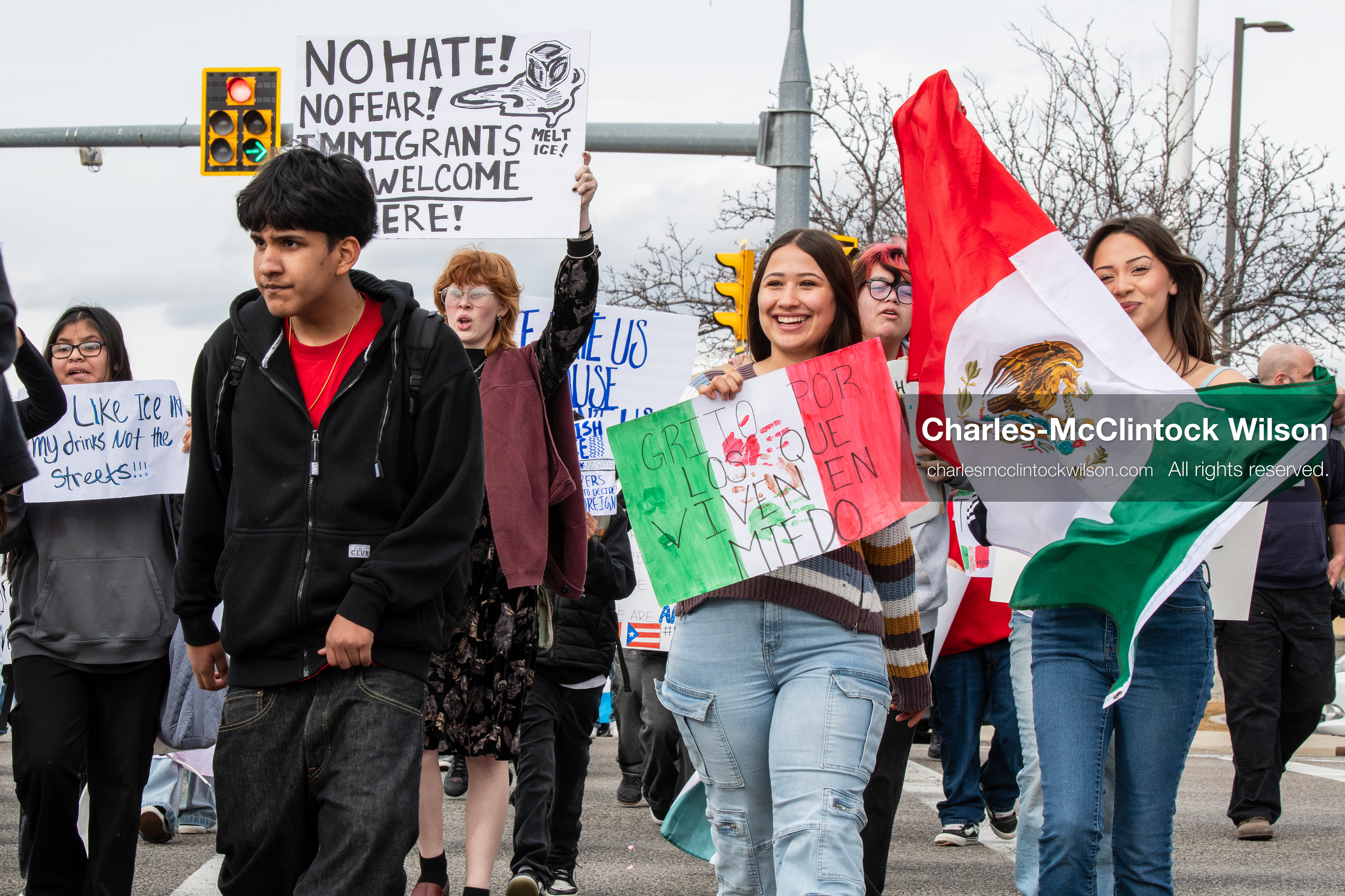 February 11, 2026, Orem, Utah, USA: Students march along State Street during a student‑led protest involving participants from multiple Orem schools. (Credit Image: © Charles‑McClintock Wilson/ZUMA Press Wire)