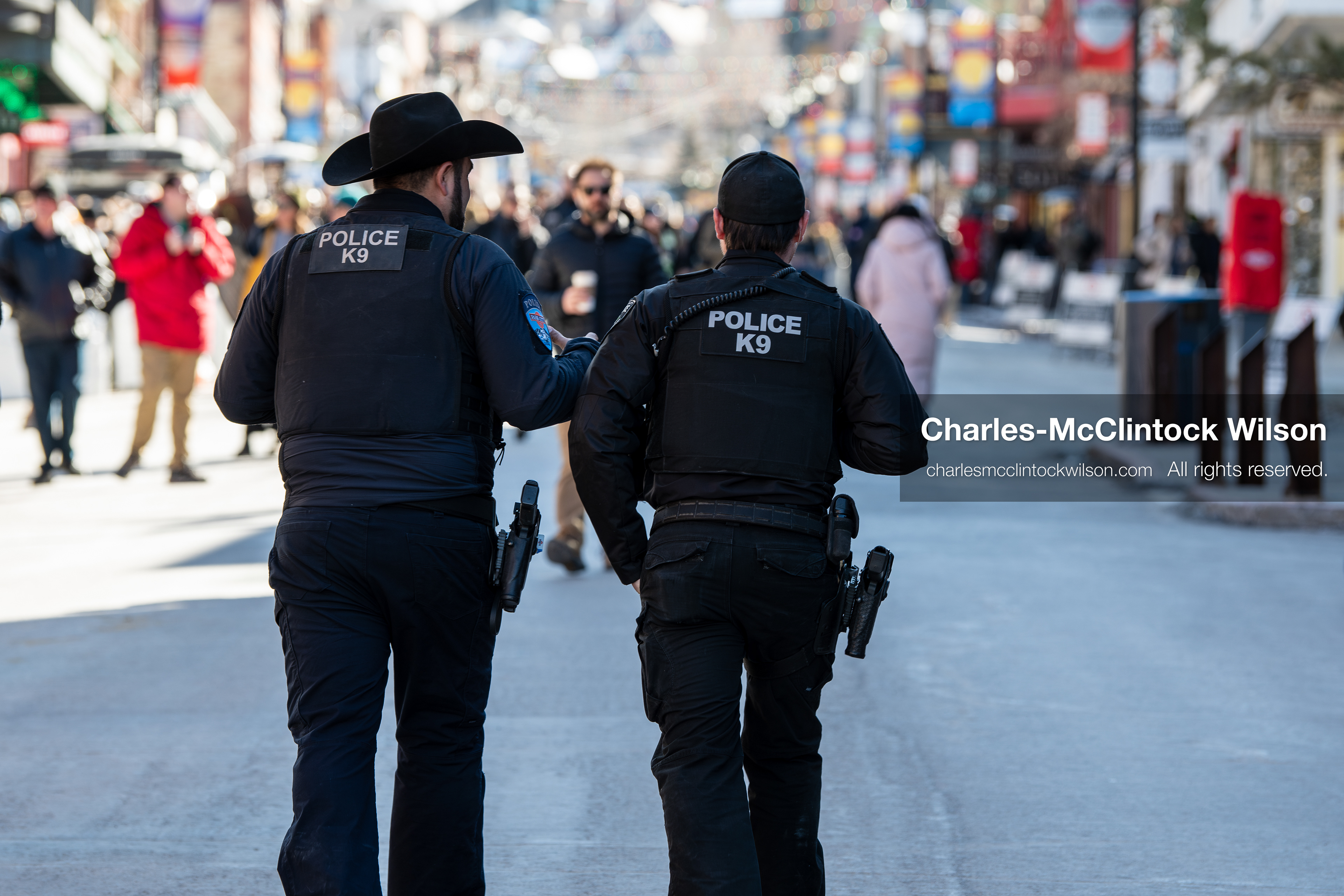 January 26, 2026, Park City, Utah, USA: Police officers patrol Main Street during the 2026 Sundance Film Festival in Park City, Utah, on Monday, Jan. 26, 2026. (Credit Image: © Charles McClintock Wilson/ZUMA Press Wire)
