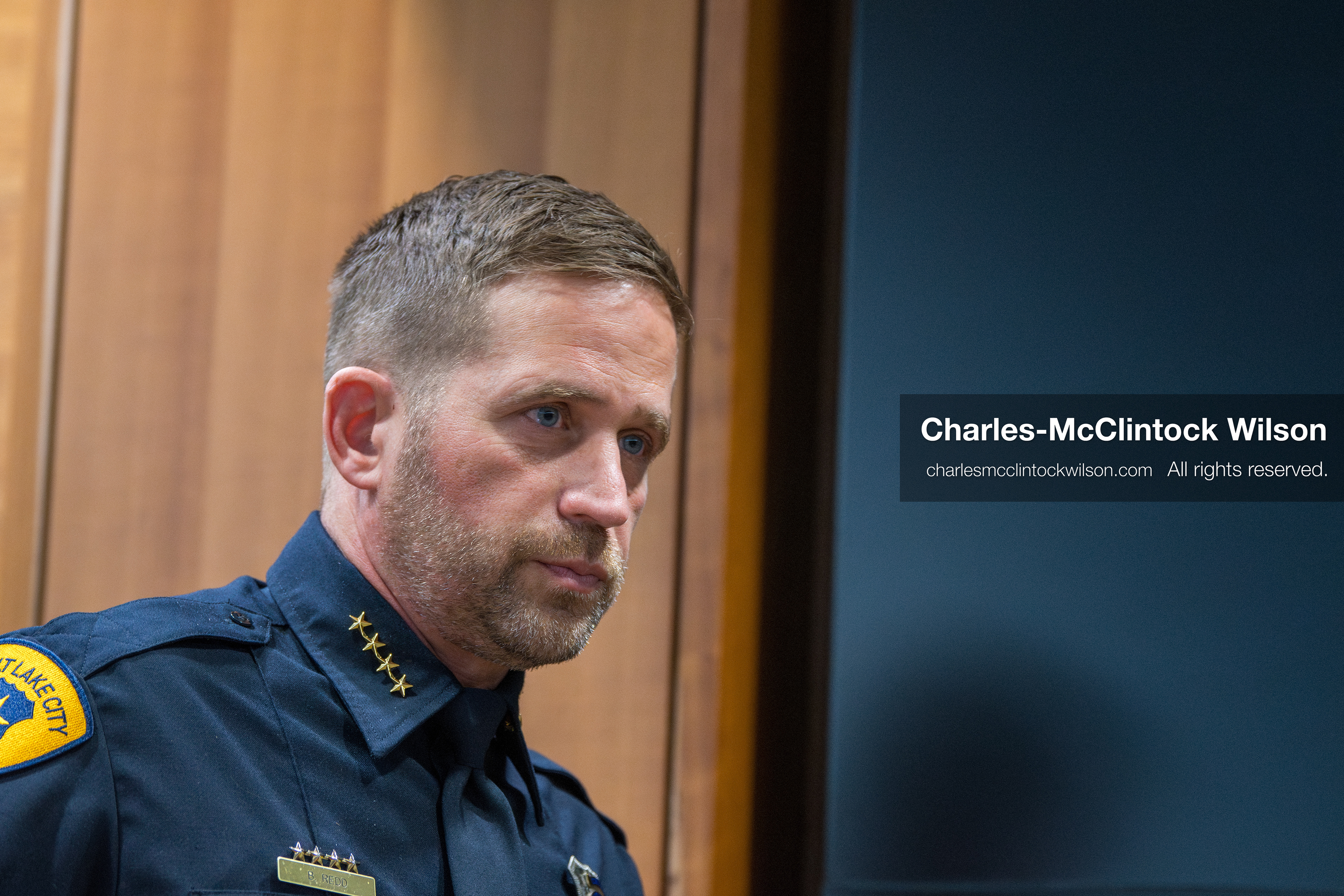January 8, 2026, Salt Lake City, Utah, USA: Salt Lake City Police Chief BRIAN REDD speaks during a press conference at the Salt Lake City Public Safety Building in Salt Lake City, Utah, on Jan. 8, 2026. Officials provided updates on the investigation into the shooting outside an LDS meetinghouse on Redwood Road the previous night, where 38 year old Sione Vatuvei and 46 year old Vaea Tulikihihifo were killed and six others were wounded during a memorial service. Police said they have solid leads and are reviewing surveillance video and license plate reader data. (Credit Image: © Charles-McClintock Wilson/ZUMA Press Wire)