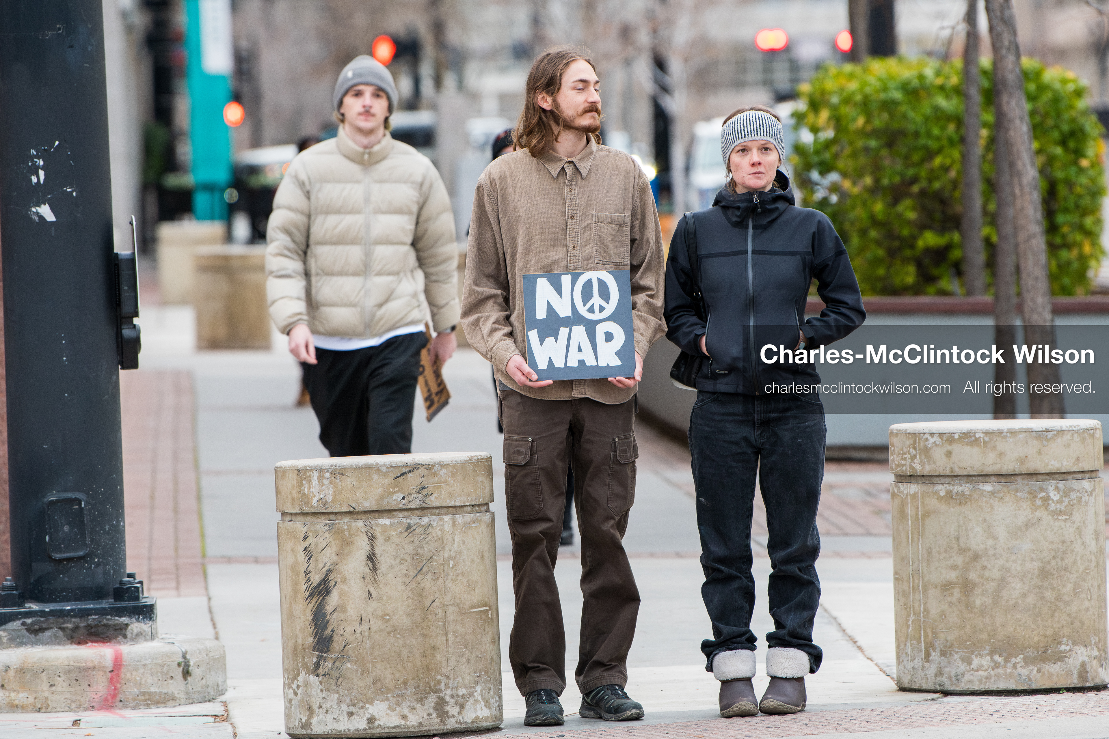 January 3, 2026, Salt Lake City, Utah, USA: A protester holds a sign during a demonstration against US action in Venezuela outside the Wallace Federal Building in Salt Lake City, Utah. The protest was part of a nationwide mobilization responding to recent military developments. (Credit Image: (c) Charles‑McClintock Wilson/ZUMA Press Wire)