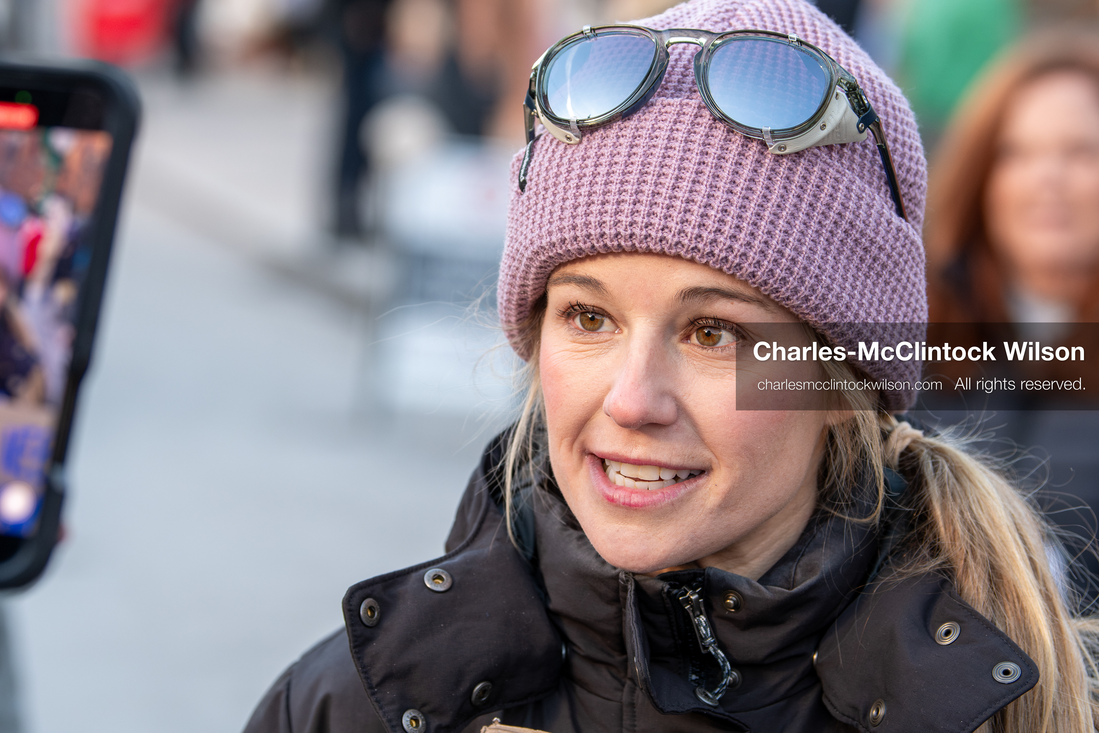 January 26, 2026, Park City, Utah, USA: CAROLINE GLEICH, a professional ski mountaineer, endurance athlete, and activist who was the Democratic nominee for the 2024 U.S. Senate election in Utah, speaks to media during a protest opposing U.S. Immigration and Customs Enforcement (I.C.E.) ICE agents at the Sundance Film Festival in Park City, Utah, on Monday, Jan. 26, 2026. The event was held in response to the fatal shooting of Alex Pretti by a U.S. Border Patrol officer in Minneapolis. (Credit Image: © Charles McClintock Wilson/ZUMA Press Wire)