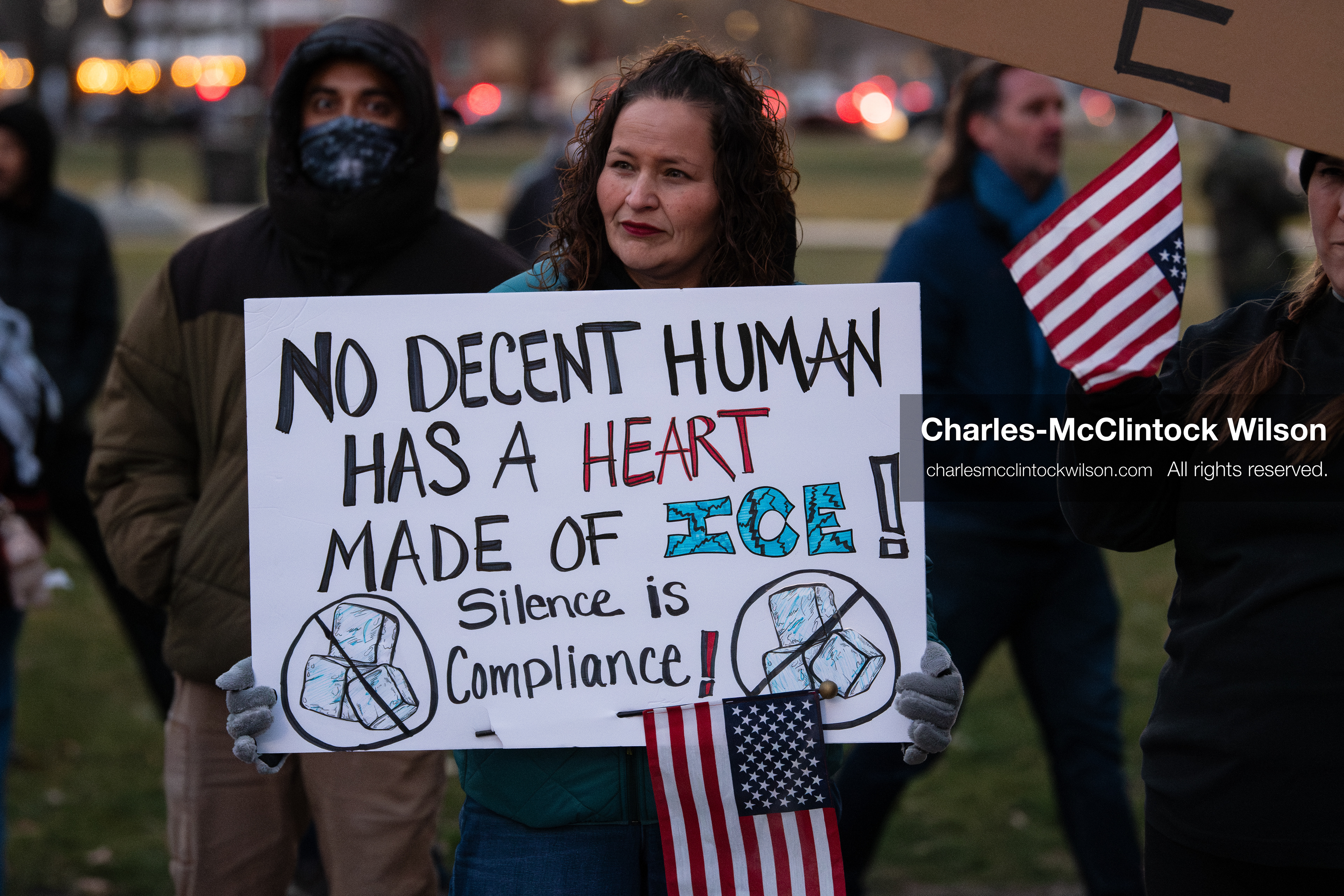 January 8, 2026, Salt Lake City, Utah, USA: A demonstrator holds a sign during an anti ICE protest at Pioneer Park in Salt Lake City Utah on Jan 8 2026. The rally followed the death of Renee Nicole Good a Minneapolis woman who was fatally shot during an encounter with immigration authorities and drew hundreds calling for accountability and changes to enforcement practices. (Credit Image: © Charles-McClintock Wilson/ZUMA Press Wire)