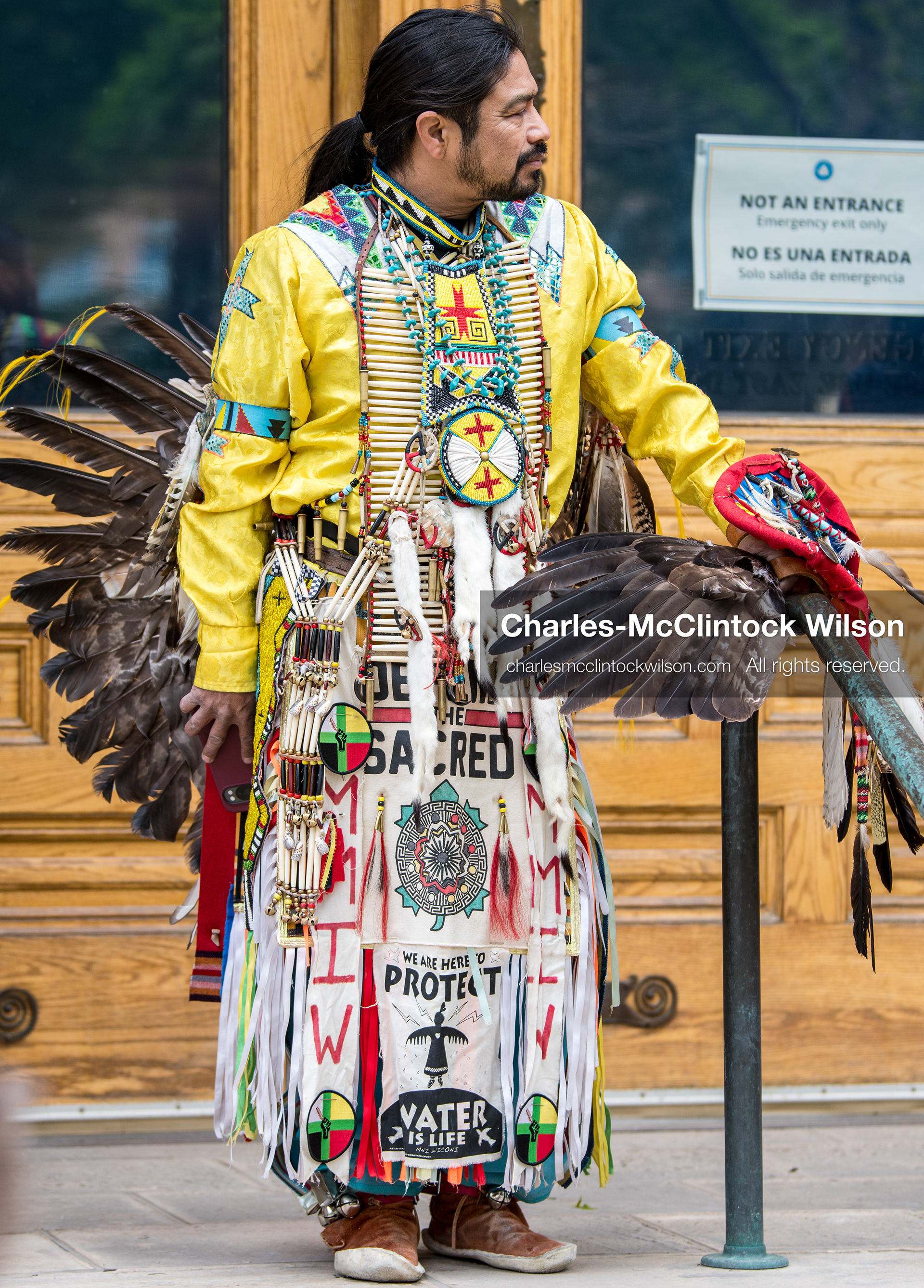 April 22, 2026, Salt Lake City, Utah, USA: Indigenous advocate CARL MOORE participates in an Earth Day event hosted by Sunrise University of Utah at the Salt Lake City and County Building. The gathering brought together students, community members, and speakers to highlight sustainability issues affecting Utah. (Credit Image: © Charles McClintock Wilson/ZUMA Press Wire)