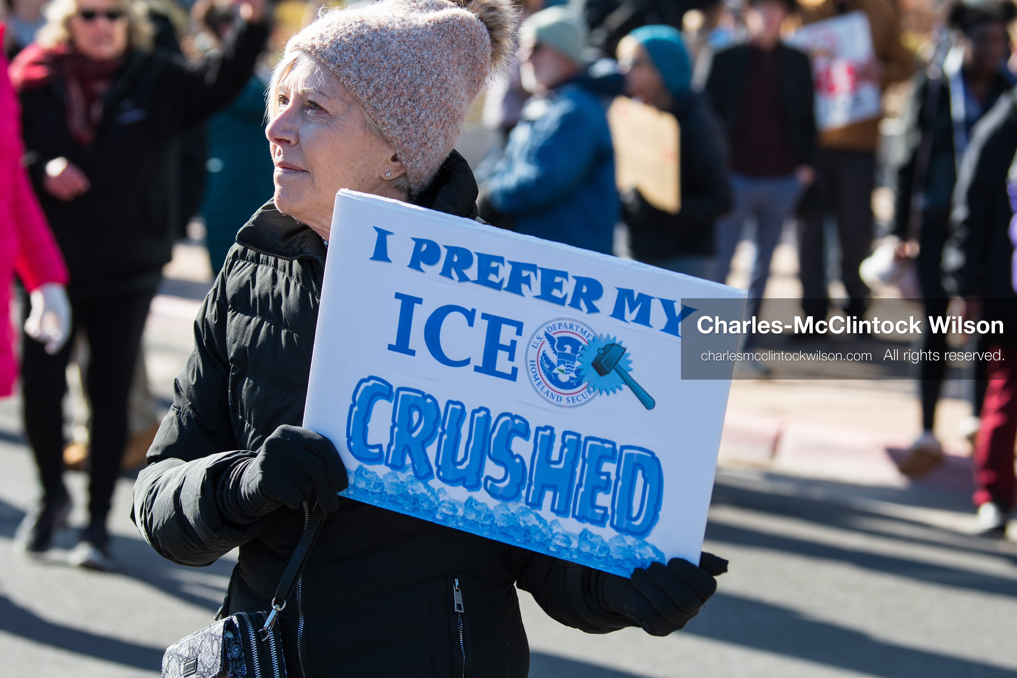 January 10, 2026, Salt Lake City, Utah, USA: A protester holds a sign during the ICE Out for Good protest in Salt Lake City, Utah, on January 10, 2026, a demonstration against ICE and calling for justice for Renee Nicole Good. (Credit Image: © Charles-McClintock Wilson/ZUMA Press Wire)