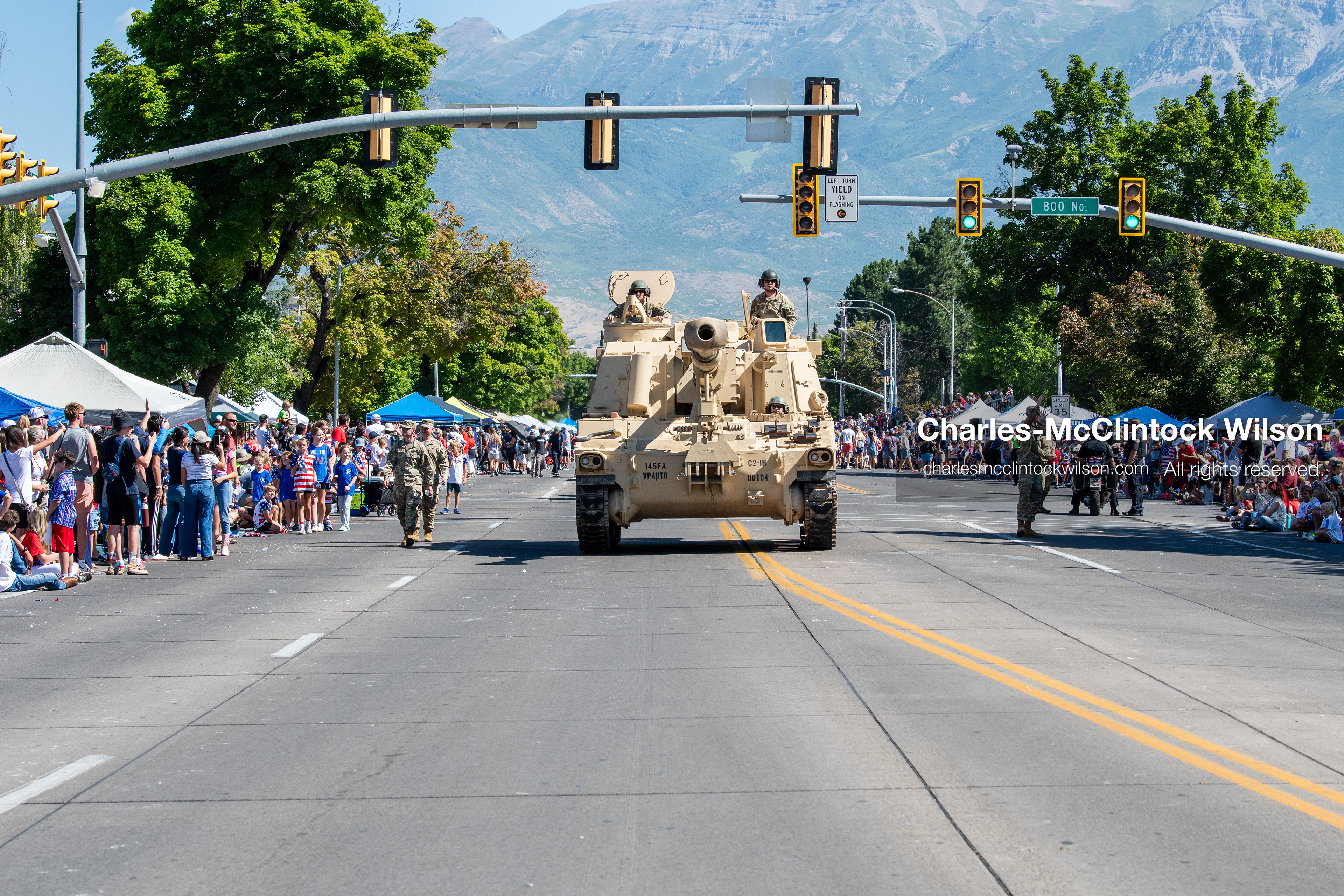 July 4, 2026, Provo, Utah, USA: A military self-propelled howitzer tank drives down the route as part of a military parade display during America's Freedom Festival Grand Parade in Provo, Utah, Saturday, July 4, 2026. The annual Independence Day event features expanded programming to honor the 250th anniversary of United States independence. (Credit Image: © Charles-McClintock Wilson/ZUMA Press Wire)