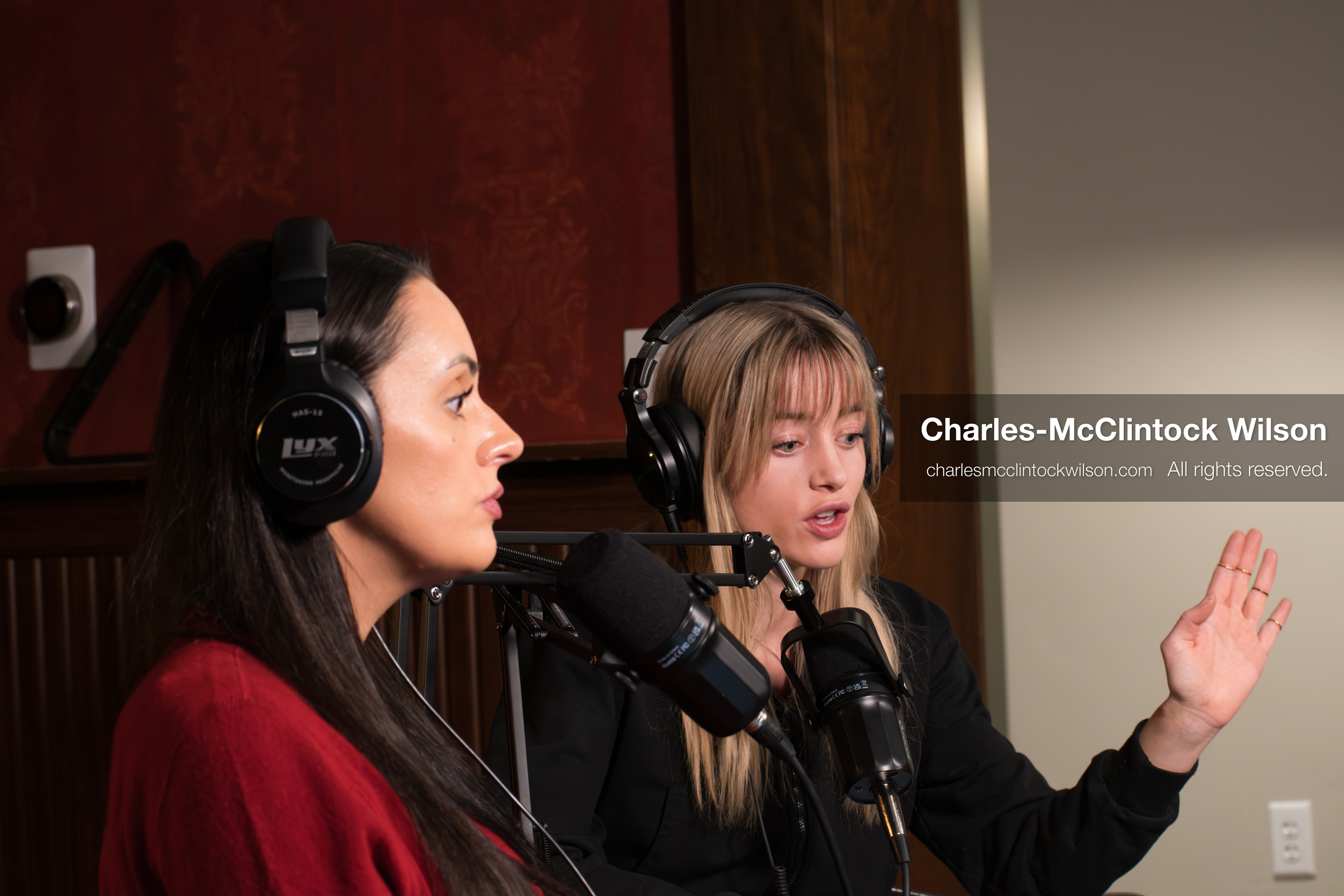 November 22, 2025 – Salt Lake City, Utah, USA: Brandi Siciliani and Billie Webb speak during the recording of an episode of The Brandi & Billie Show, an independent podcast known for its long-form commentary on politics, culture, and major world events. (Credit Image: © Charles‑McClintock Wilson)