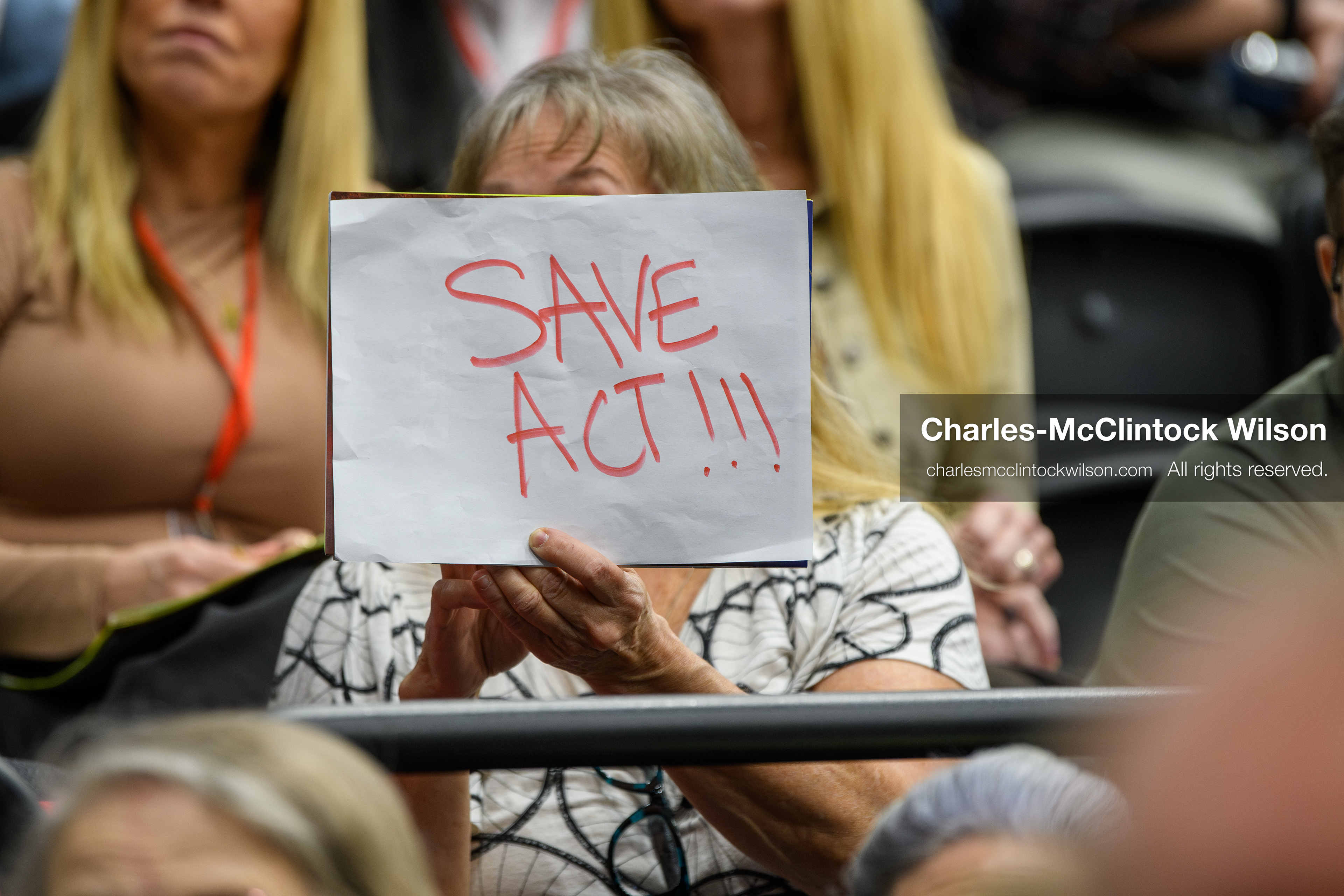 April 25, 2026, Orem, Utah, USA: A delegate holds a sign reading “SAVE ACT!!!” during the 2026 Utah Republican State Nominating Convention at the UCCU Center on the campus of Utah Valley University in Orem. (Credit Image: © Charles-McClintock Wilson/ZUMA Press Wire)