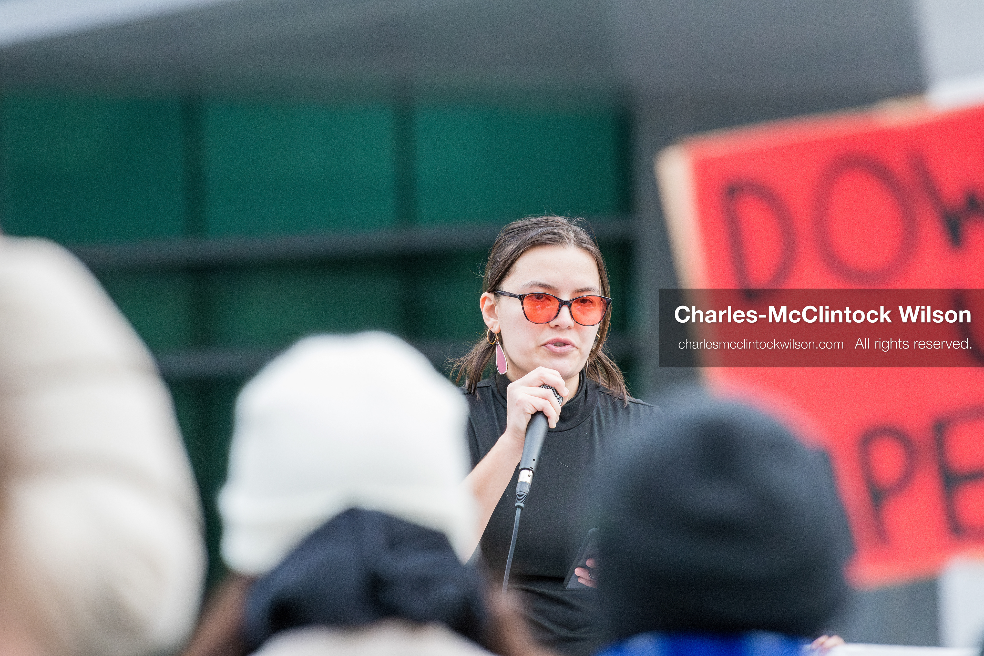 January 3, 2026, Salt Lake City, Utah, USA: A speaker addresses demonstrators during a protest against US military action in Venezuela outside the Wallace Federal Building in Salt Lake City, Utah. The protest was part of a nationwide mobilization opposing airstrikes and foreign intervention. (Credit Image: (c) Charles‑McClintock Wilson/ZUMA Press Wire)