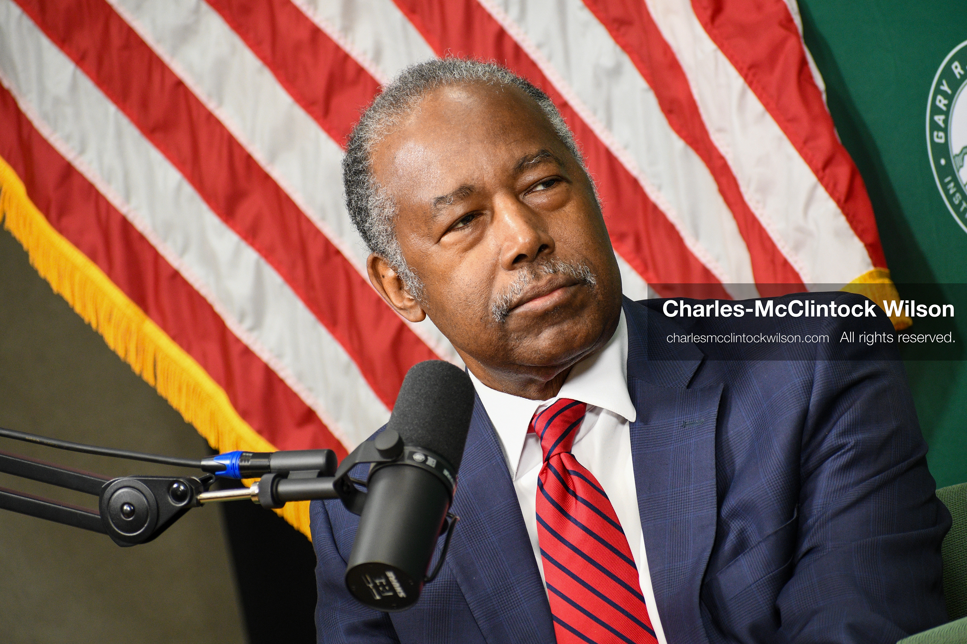 November 5, 2025, Orem, Utah, USA: Dr. Ben Carson, former U.S. Secretary of Housing and Urban Development and 2016 Republican presidential candidate, speaks with members of the press ahead of a public event hosted by the Gary R. Herbert Institute at Utah Valley University in Orem, Utah, on Nov. 5, 2025. (Credit Image: © Charles-McClintock Wilson/ZUMA Press Wire)