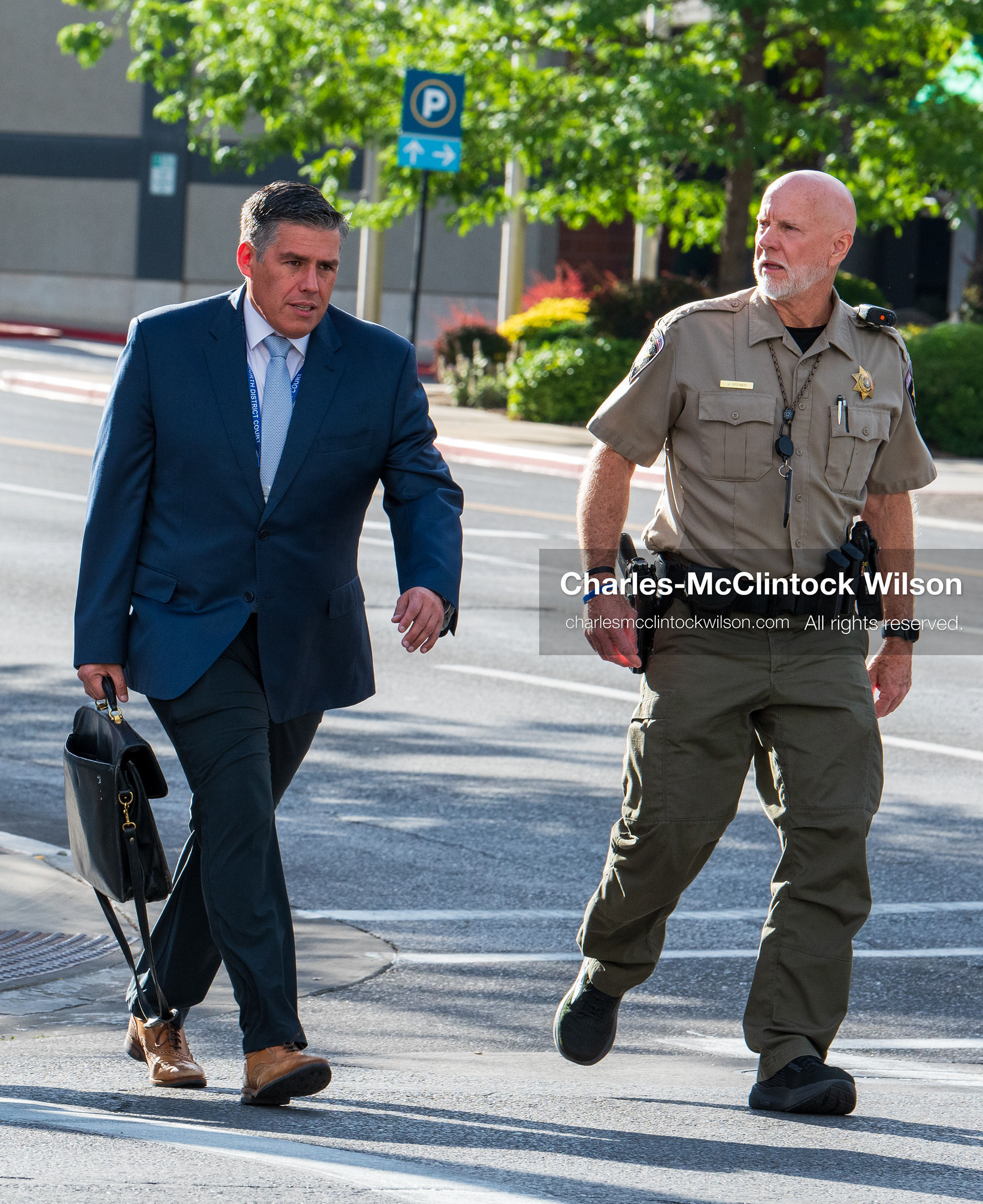 July 7, 2026, Provo, Utah, USA: JUDGE TONY GRAF, left, arrives at the Fourth District Court in Provo for the second day of the preliminary hearing in the Tyler Robinson case, accompanied by a Utah County Sheriff's deputy. Prosecutors are continuing to present evidence to determine whether probable cause exists for the case to proceed to trial after Charlie Kirk was fatally shot at Utah Valley University in 2025. (Credit Image: © Charles-McClintock Wilson/ZUMA Press Wire)