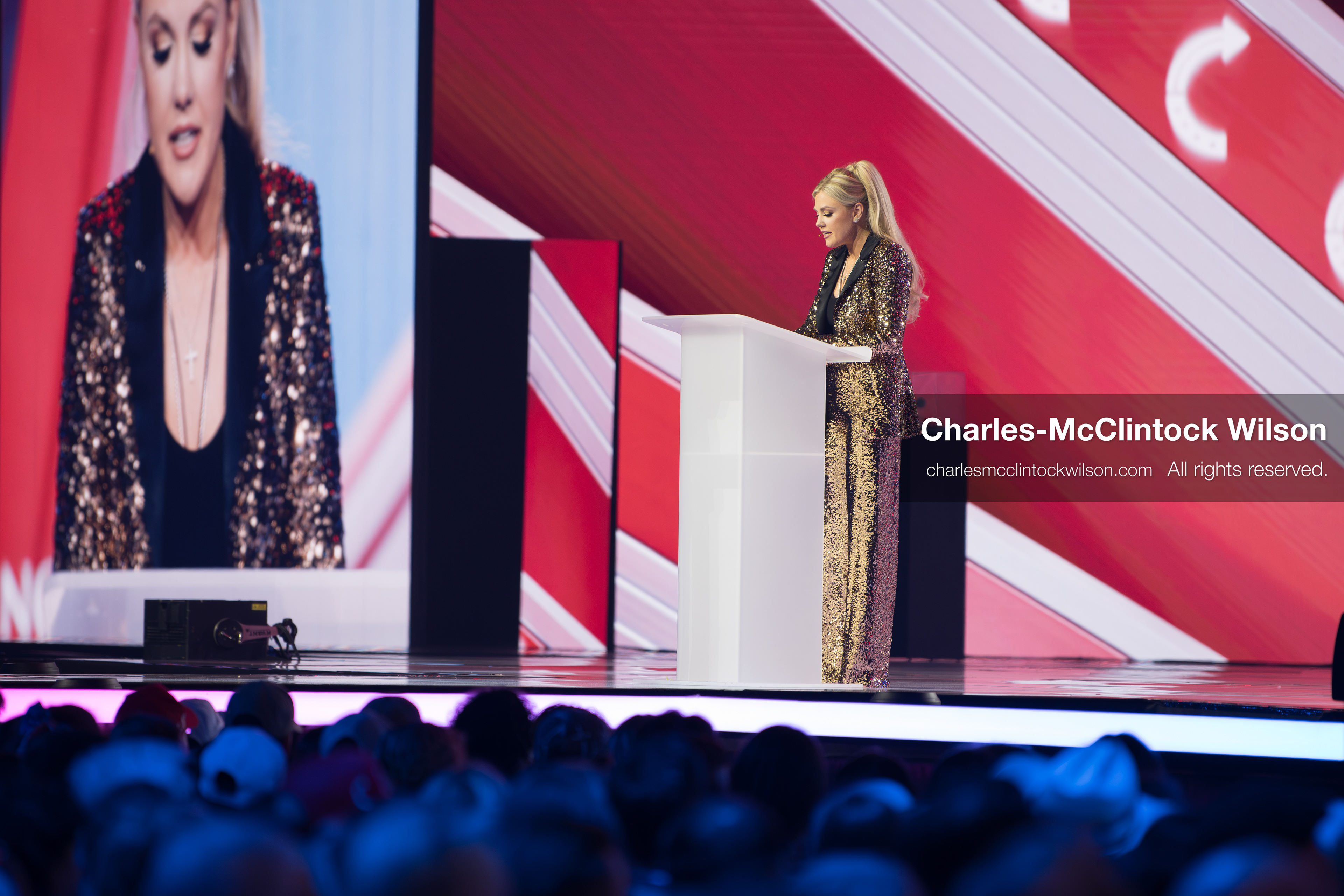 December 18, 2025, Phoenix, Arizona, USA: Mrs. Erika Kirk, CEO of Turning Point USA, speaks during Day One of Turning Point USA’s AmericaFest 2025 at the Phoenix Convention Center in Phoenix, Arizona.   (Credit Image: © Charles‑McClintock Wilson/ZUMA Press Wire)