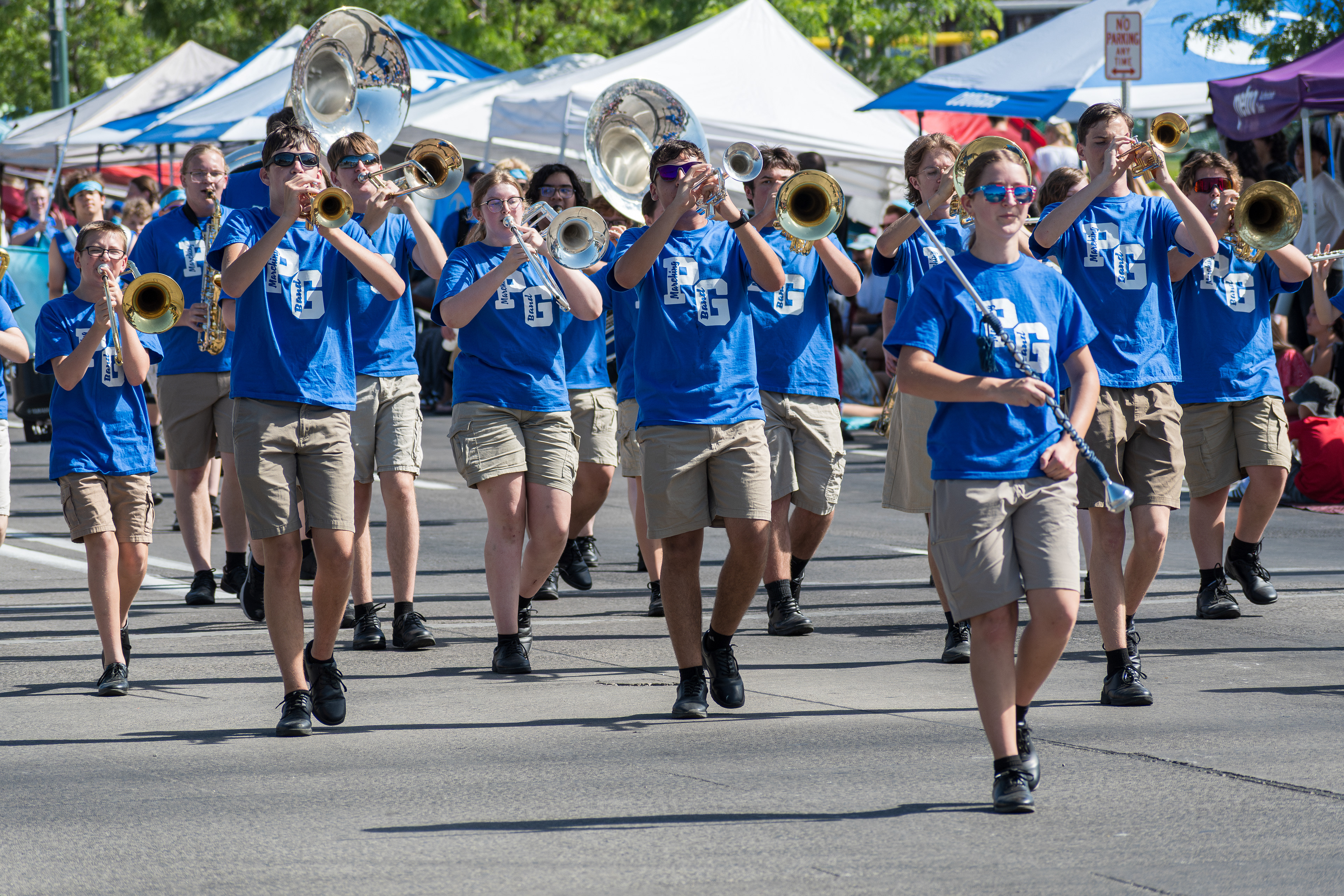 Provo, Utah – July 4, 2025: A marching band performs along Center Street during the Freedom Festival Grand Parade, part of the city’s annual Independence Day celebration.