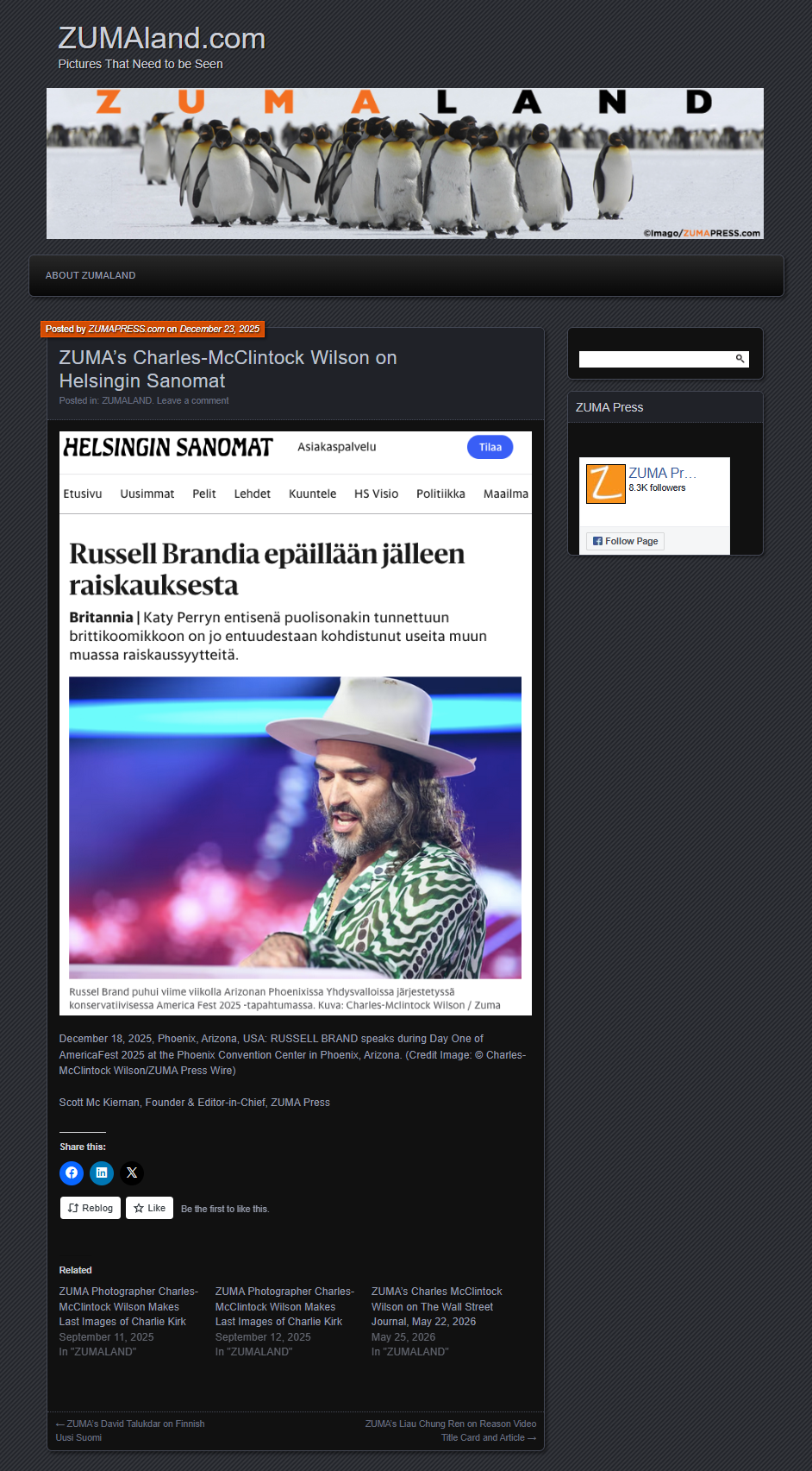 ZUMA’s Charles-McClintock Wilson on Helsingin Sanomat