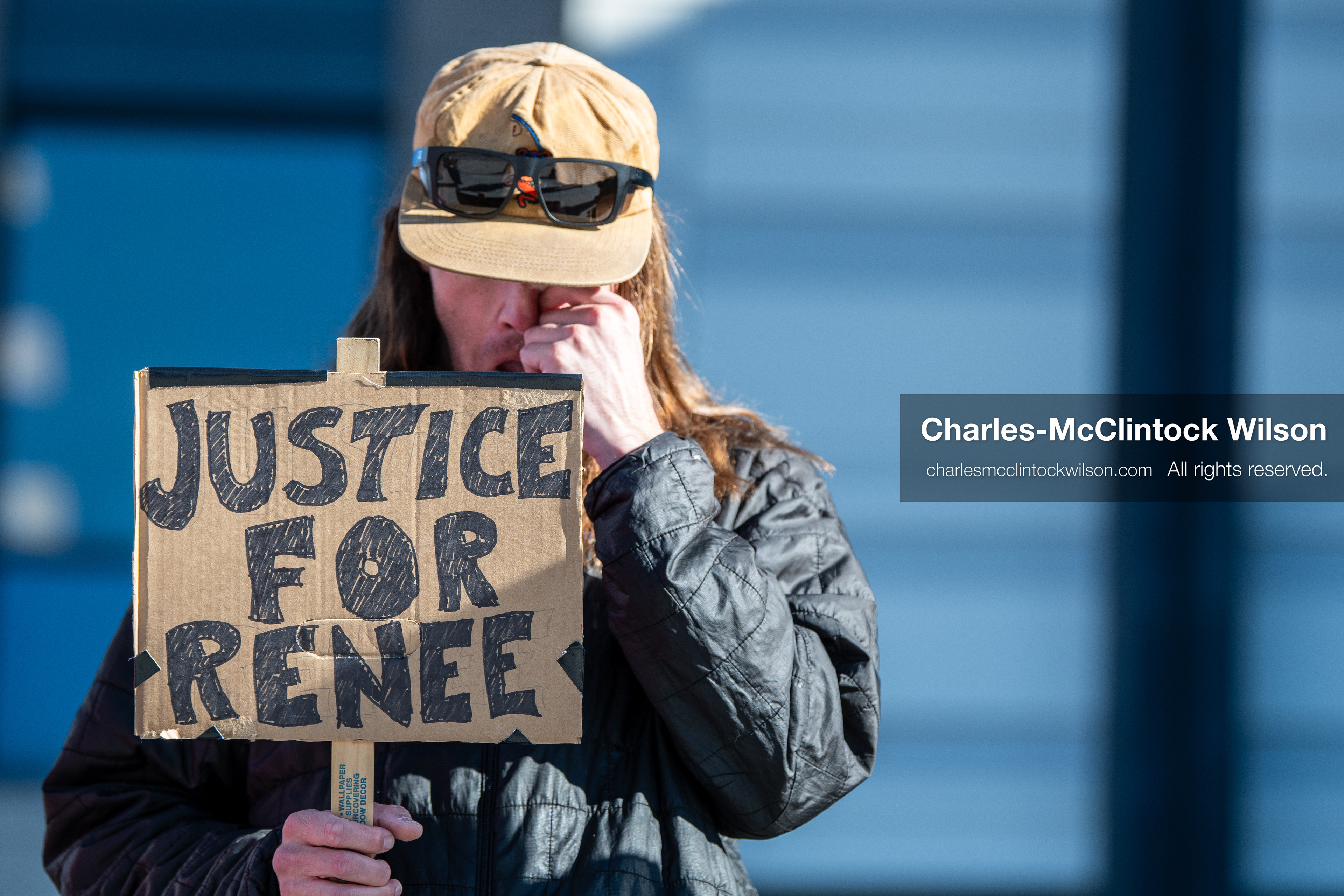  January 20, 2026, Provo, Utah, USA: A demonstrator stands outside Provo City Hall during the Free America Walkout protest in Provo Utah on January 20 2026. The nationwide event called for immigration reform and changes to detention practices.