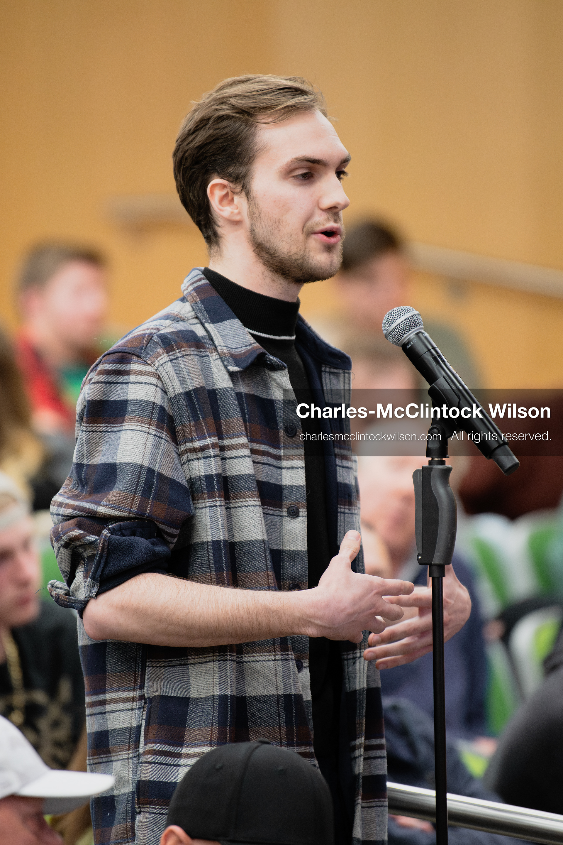 March 26, 2026, Orem, Utah, USA: A student speaks during a Q&A session at Frank Turek’s “Change My Mind” College Tour event at Utah Valley University in Orem, Utah. (Credit Image: © Charles-McClintock Wilson/ZUMA Press Wire)