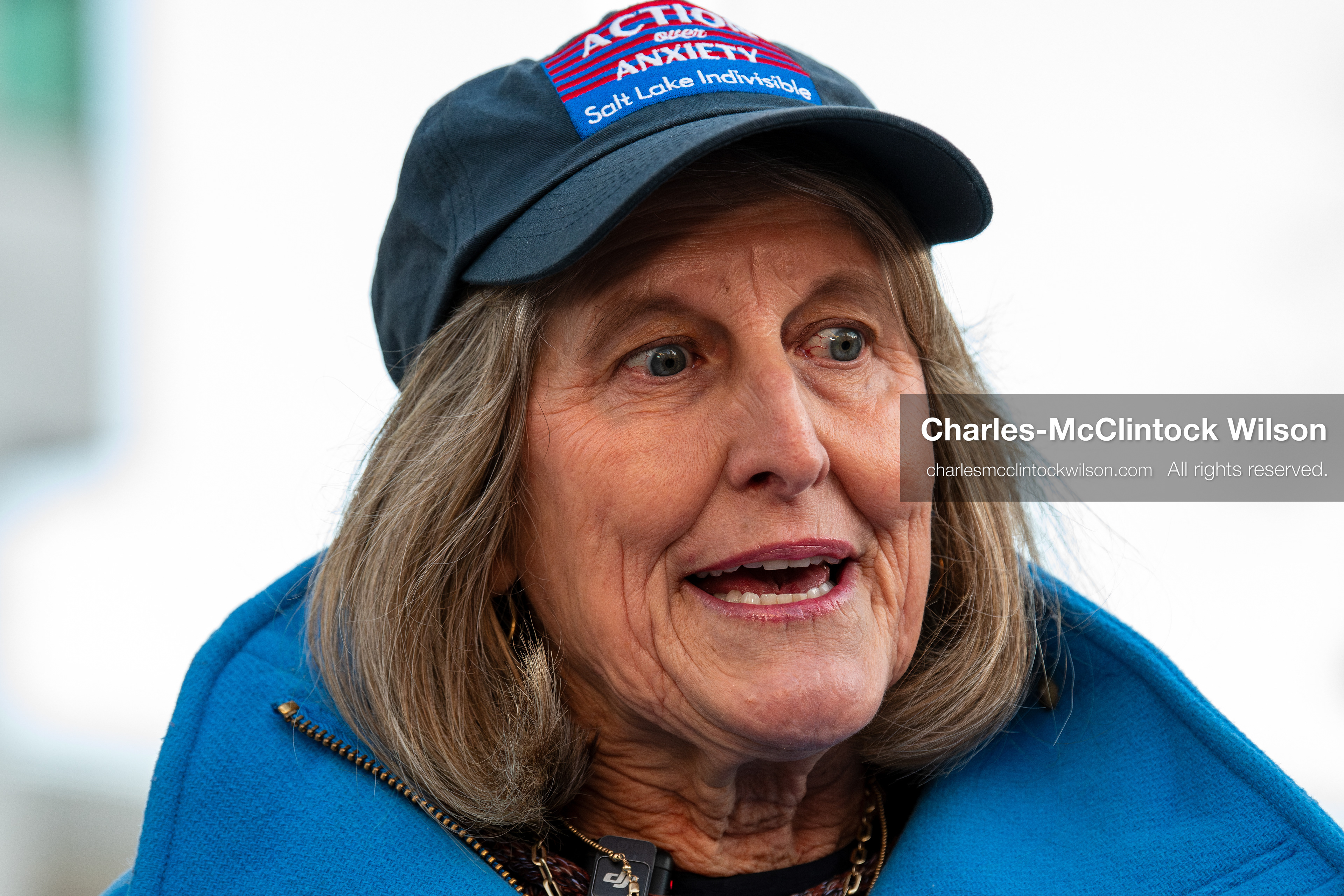 January 5, 2026, Salt Lake City, Utah, USA: Sarah Buck, leader of Salt Lake Indivisible, speaks during an emergency rally outside the Wallace Federal Building in Salt Lake City, Utah. The protest was part of a nationwide mobilization demanding congressional limits on presidential war powers following recent US military actions in Venezuela involving the government of Nicolas Maduro. Organizers urged constituents to gather at the offices of Utah US senators Mike Lee and John Curtis to vote to check the presidents war powers and emphasized that a large crowd sends a louder message. (Credit Image: (c) Charles‑McClintock Wilson/ZUMA Press Wire)
