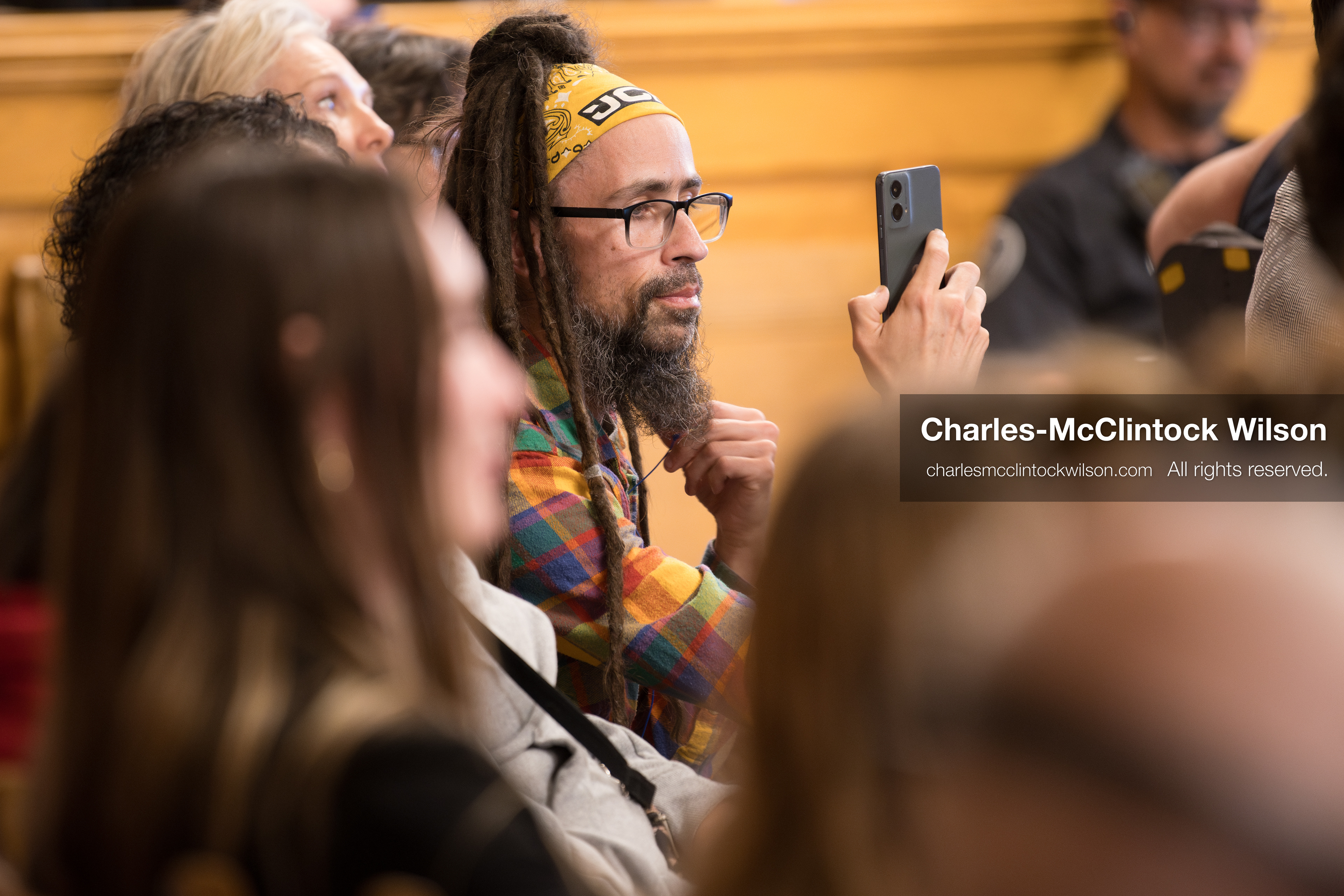  May 5, 2026, Salt Lake City, Utah, USA: An attendee records video on a phone during the Salt Lake City Council's formal meeting in Salt Lake City on Tuesday, May 5, 2026. (Credit Image: © Charles-McClintock Wilson/ZUMA Press Wire)