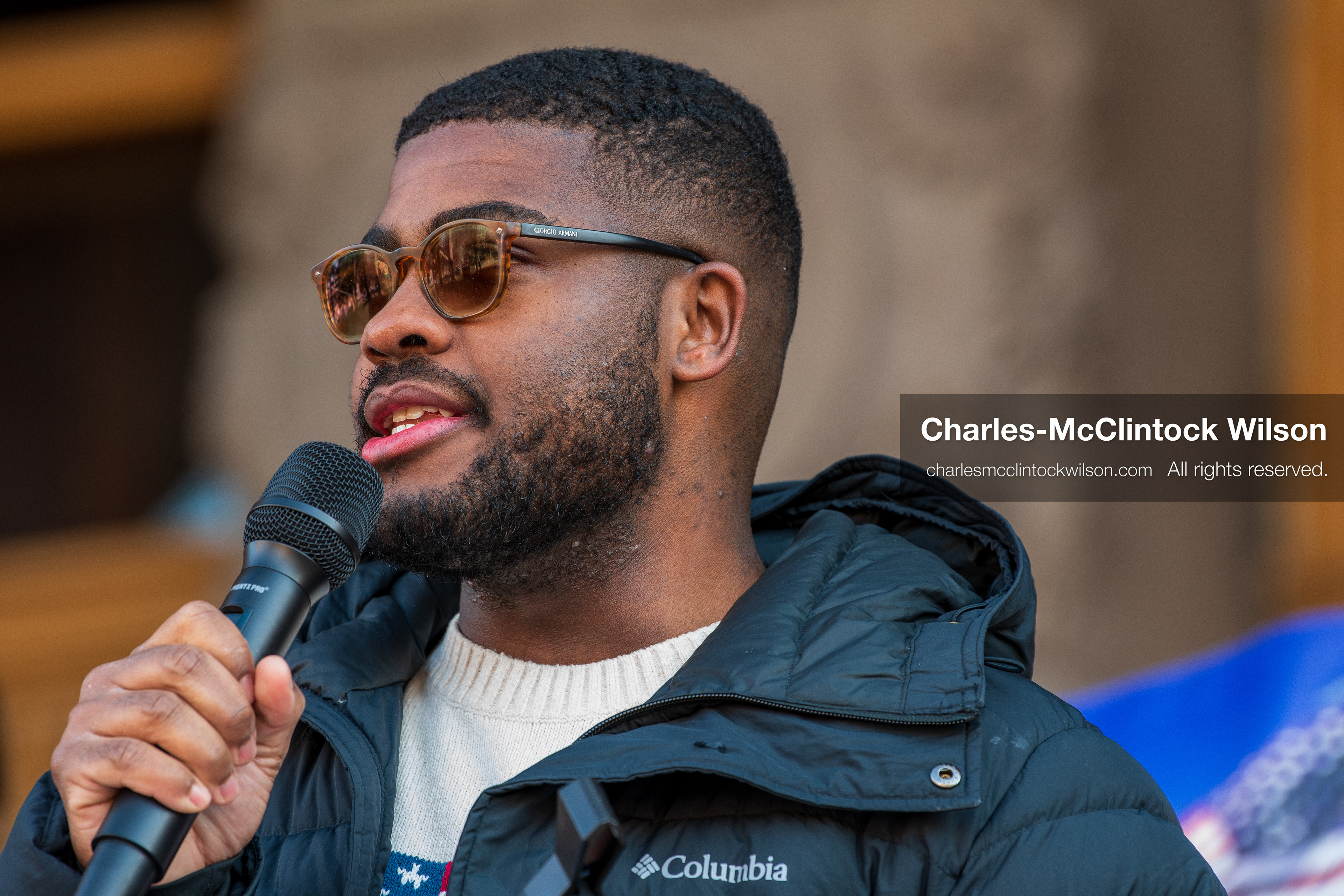 Salt Lake City, Utah, January 10, 2026: Isaiah Martin, a Democratic political advocate and former candidate for Texas’s 18th Congressional District, speaks during the ICE Out for Good protest at Washington Square Park, a demonstration calling for justice for Renee Nicole Good. (Credit Image: © Charles‑McClintock Wilson/ZUMA Press Wire)