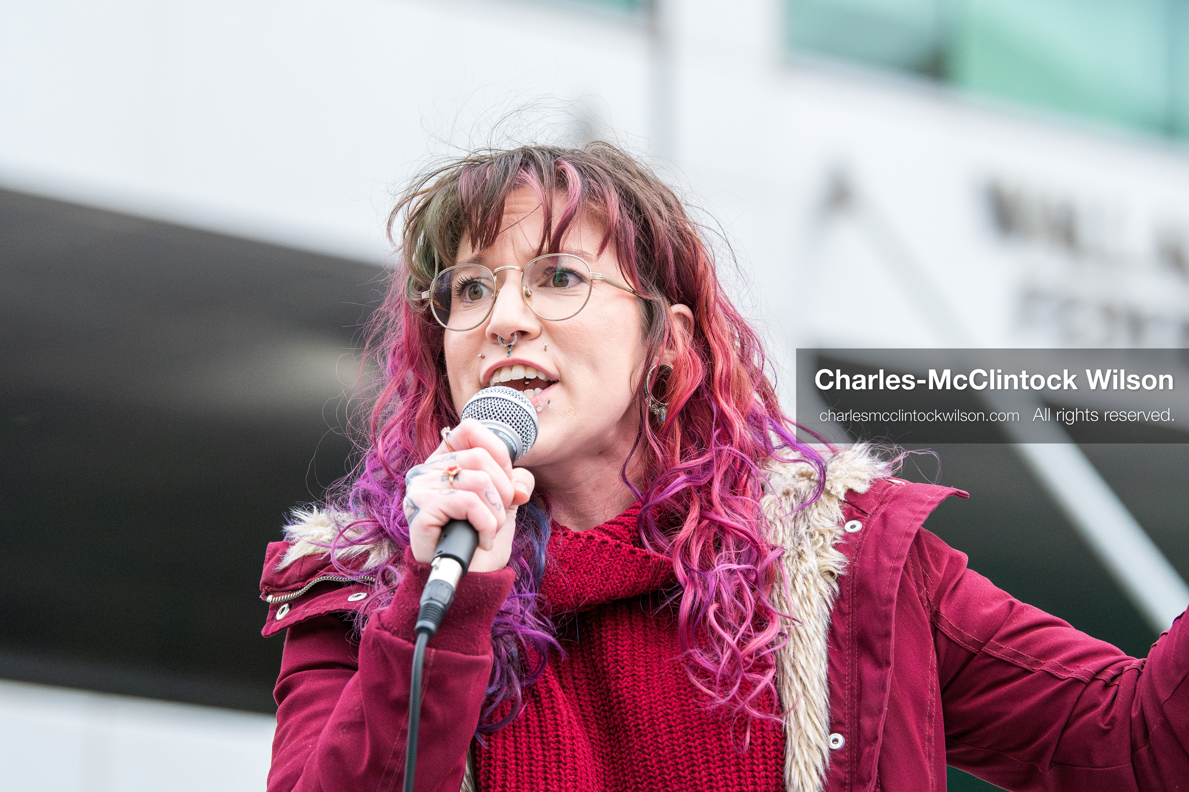 January 3, 2026, Salt Lake City, Utah, USA: A speaker addresses demonstrators during a protest against US military action in Venezuela outside the Wallace Federal Building in Salt Lake City, Utah. The protest was part of a nationwide mobilization opposing airstrikes and foreign intervention. (Credit Image: (c) Charles‑McClintock Wilson/ZUMA Press Wire)