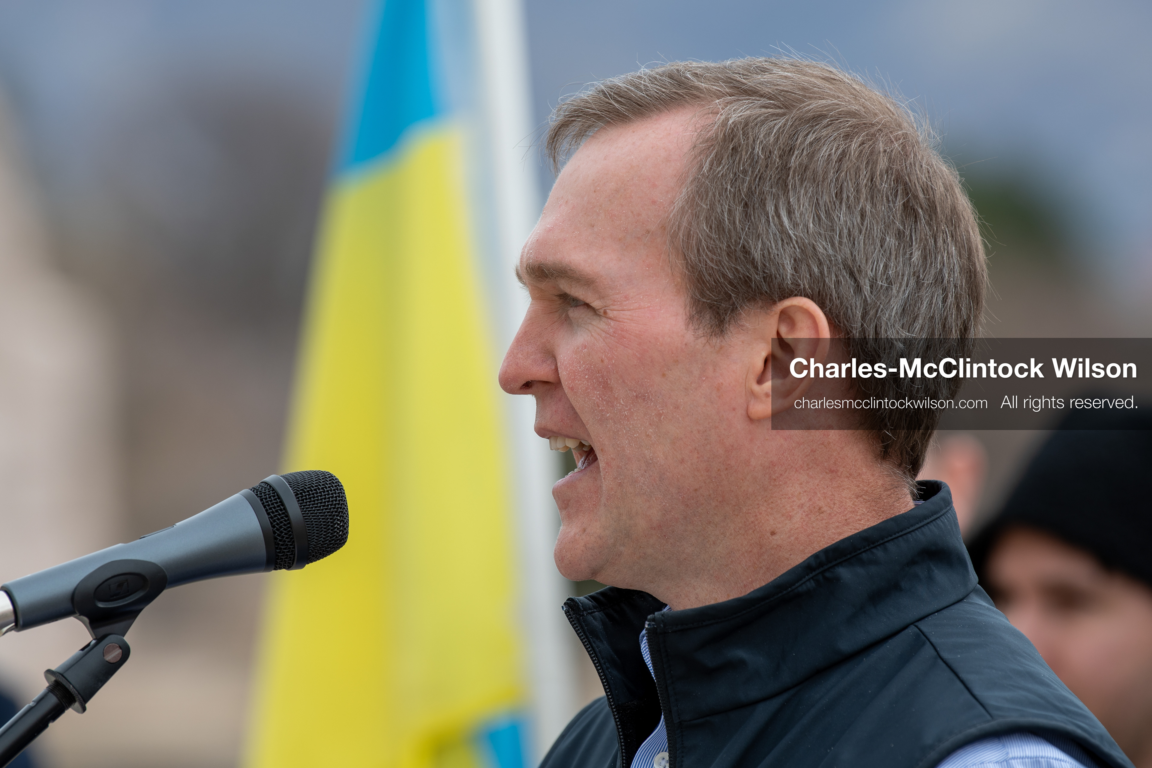  February 28, 2026, Salt Lake City, Utah, USA: Former U.S. Rep BEN MCADAMS, a Democrat from Utah and a 2026 congressional candidate, speaks during the Stand With Ukraine rally at the Utah State Capitol. The event marked the four year anniversary of the full scale Russian invasion of Ukraine and drew community members showing support for Ukrainians and local humanitarian efforts. (Credit Image: © Charles McClintock Wilson/ZUMA Press Wire)