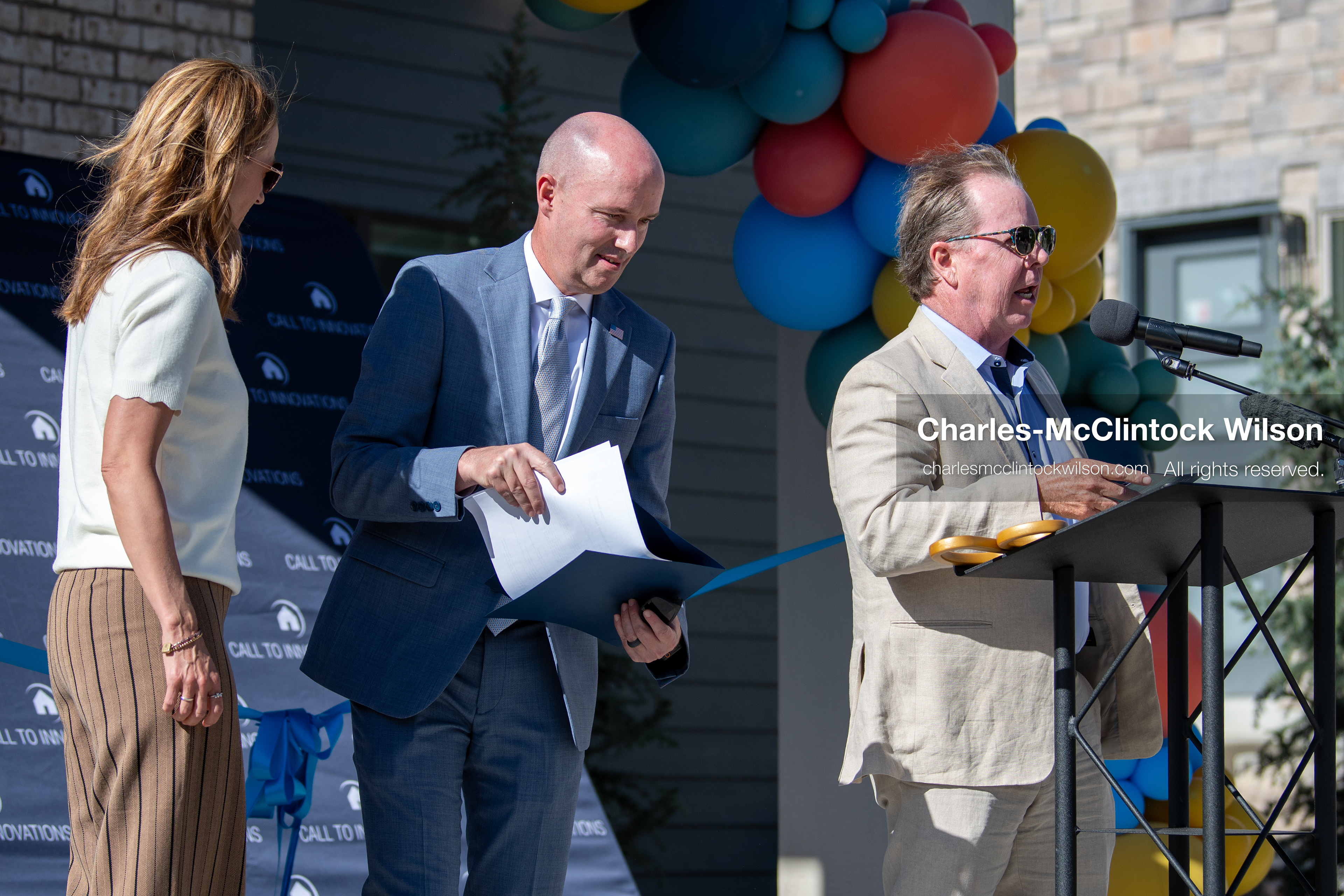 May 28, 2026, Lehi, Utah, USA: Utah Governor SPENCER COX and First Lady ABBY COX listen as CLARK IVORY speaks during the opening of Innovation Park at Holbrook Farms and the Lehi Rippy Literacy Center on May 28 2026 in Lehi Utah. (Credit Image: © Charles-McClintock Wilson/ZUMA Press Wire)
