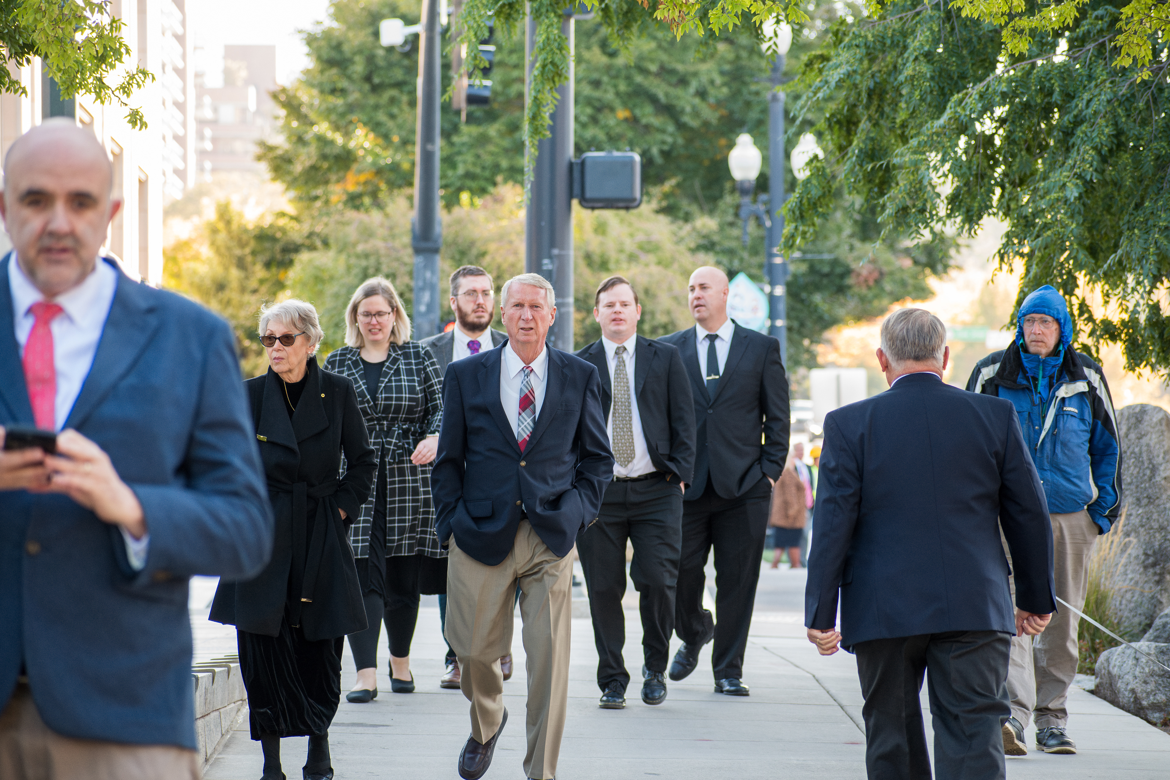 October 6, 2025, Salt Lake City, Utah, USA: People wait in line outside the Conference Center during the public viewing for RUSSELL M. NELSON, the 17th president of the Church of Jesus Christ of Latter-day Saints. Nelson died at his home in Salt Lake City, Utah, on September 27, 2025, at the age of 101. (Credit Image: © Charles-McClintock Wilson/ZUMA Press Wire)