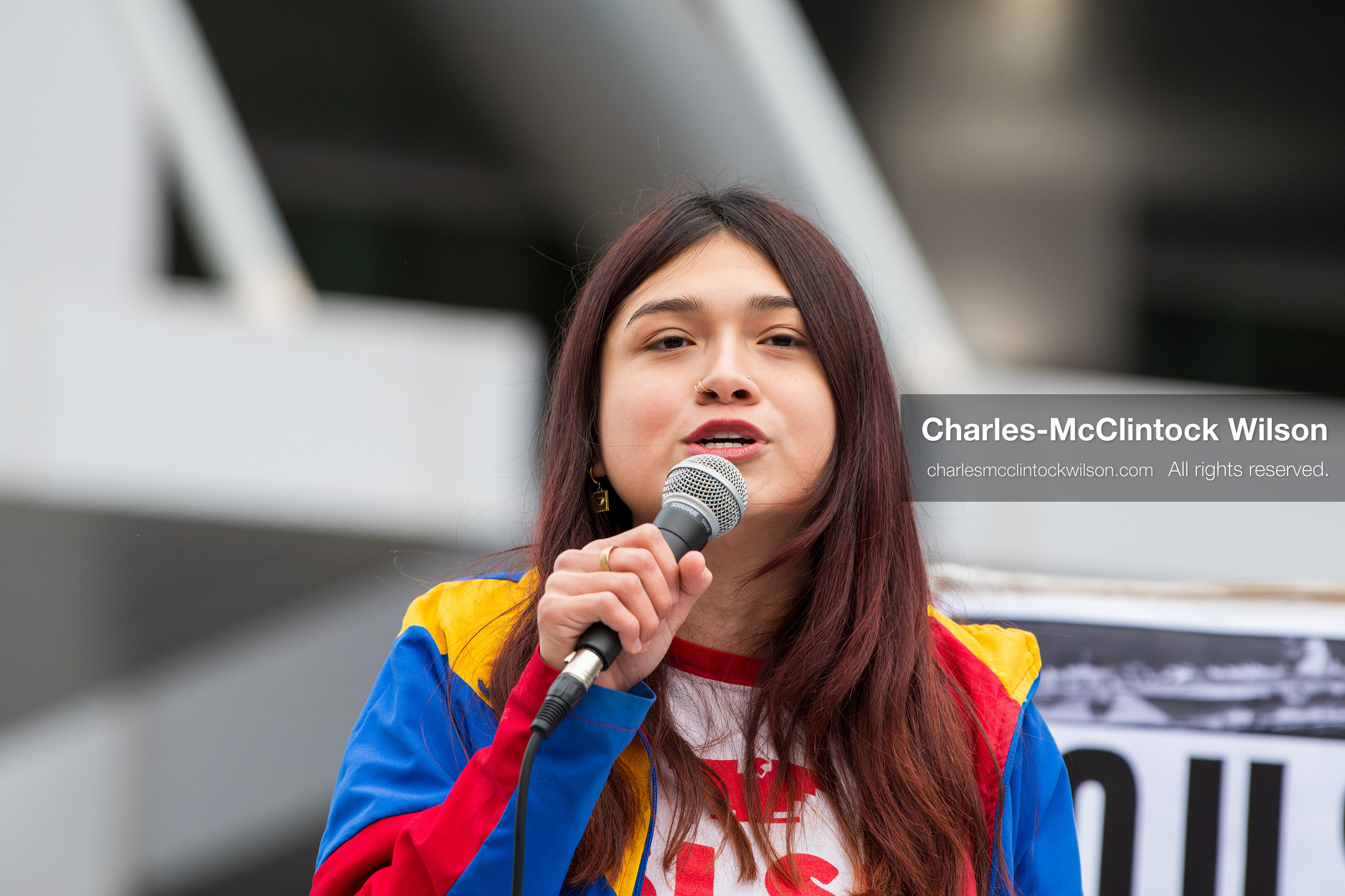 January 3, 2026, Salt Lake City, Utah, USA: A speaker addresses demonstrators during a protest against US military action in Venezuela outside the Wallace Federal Building in Salt Lake City, Utah. The protest was part of a nationwide mobilization opposing airstrikes and foreign intervention. (Credit Image: (c) Charles‑McClintock Wilson/ZUMA Press Wire)