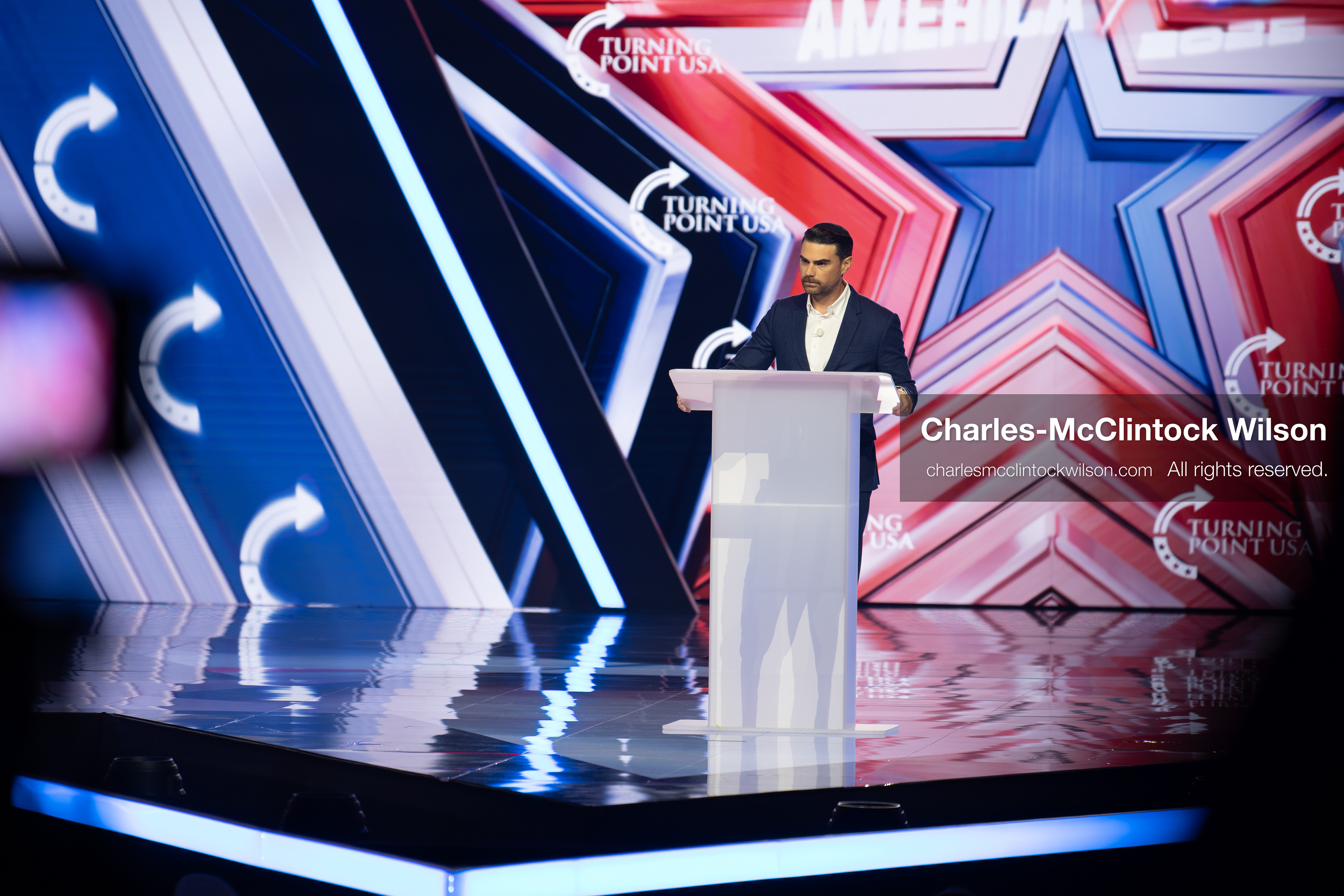 December 18, 2025, Phoenix, Arizona, USA: Ben Shapiro speaks during Day One of Turning Point USA’s AmericaFest 2025 at the Phoenix Convention Center in Phoenix, Arizona.   (Credit Image: © Charles‑McClintock Wilson/ZUMA Press Wire)