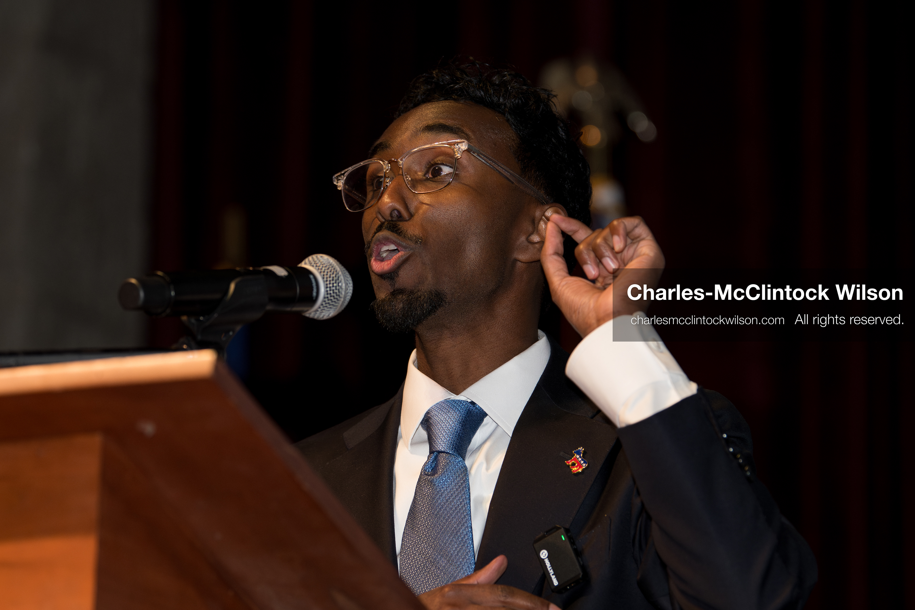April 25, 2026, Sandy, Utah, USA: LIBAN MOHAMED, a candidate for the Democratic nomination in Utah's 1st Congressional District, speaks during the 2026 Utah Democratic Convention at Jordan High School in Sandy. (Credit Image: © Charles-McClintock Wilson/ZUMA Press Wire)