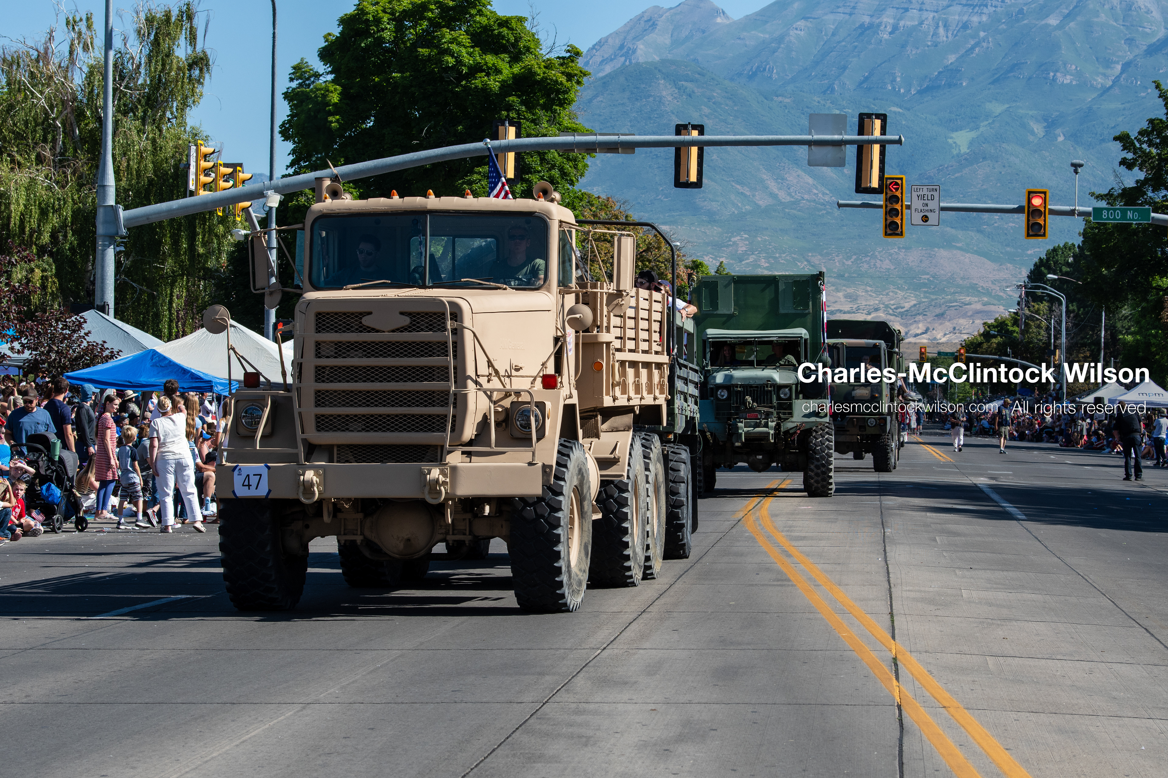 July 4, 2026, Provo, Utah, USA: A modern military tactical truck leads a convoy down University Avenue during America's Freedom Festival Grand Parade in Provo, Utah, Saturday, July 4, 2026. The annual event drew thousands of spectators to the downtown corridor. (Credit Image: © Charles-McClintock Wilson/ZUMA Press Wire)