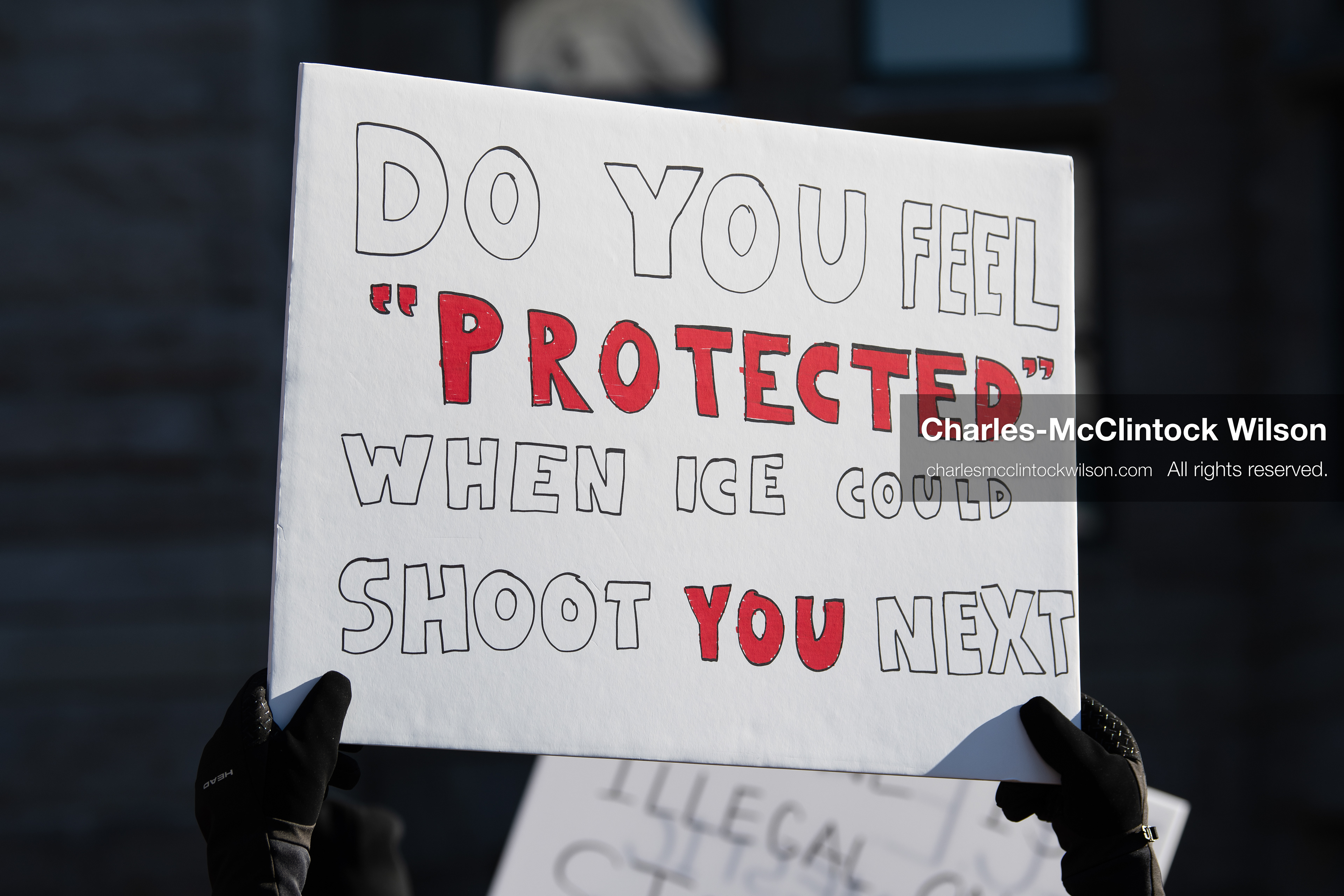 January 10, 2026, Salt Lake City, Utah, USA: A protester holds a sign during the ICE Out for Good protest in Salt Lake City, Utah, on January 10, 2026, a demonstration against ICE and calling for justice for Renee Nicole Good. (Credit Image: © Charles-McClintock Wilson/ZUMA Press Wire)
