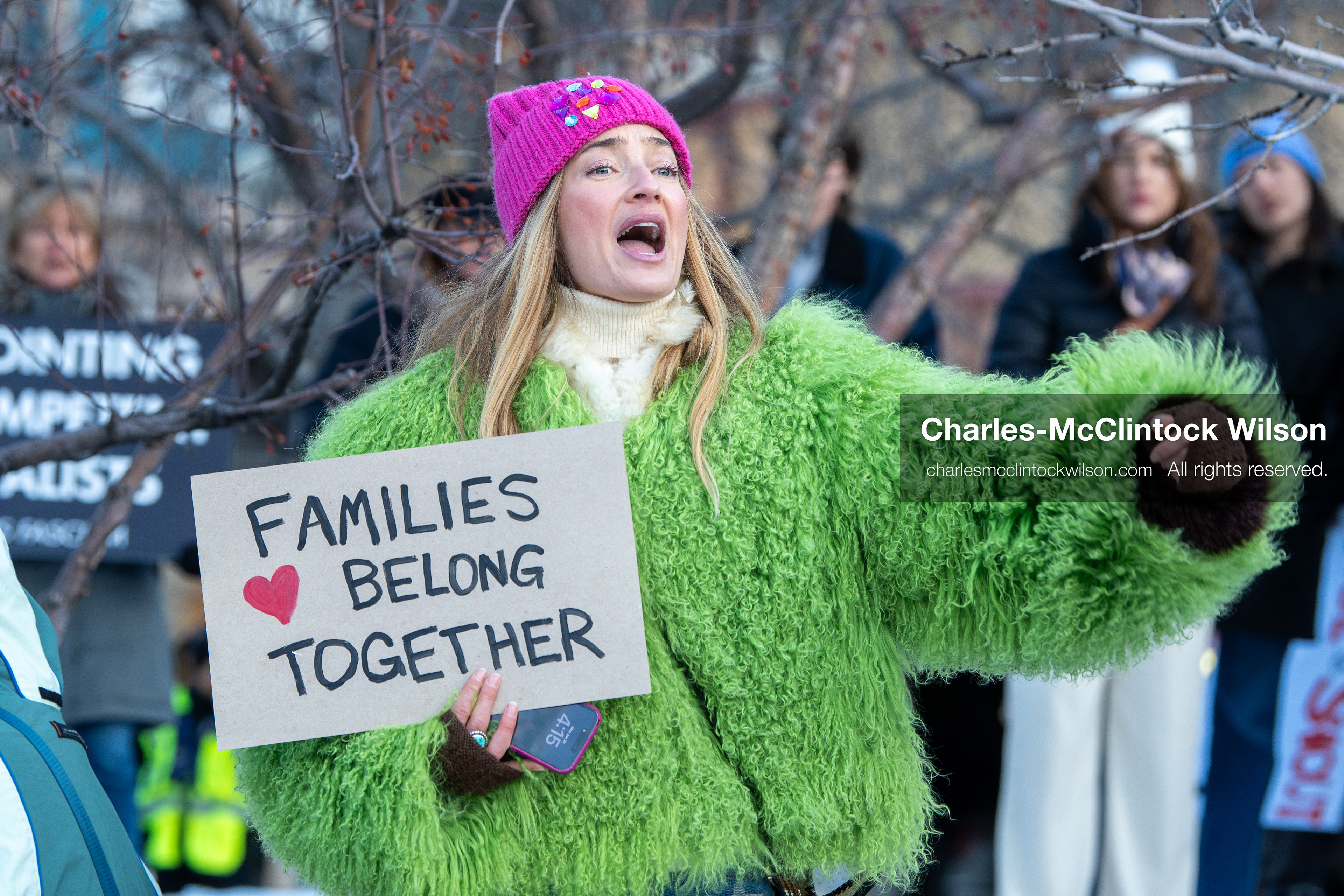 January 26, 2026, Park City, Utah, USA: US Professional skier and activist SIERRA QUITIQUIT holds a sign while gathering with demonstrators during a protest opposing U.S. Immigration and Customs Enforcement (I.C.E.) ICE agents at the Sundance Film Festival in Park City, Utah, on Monday, January 26, 2026. The event was held in response to the fatal shooting of Alex Pretti by a U.S. Border Patrol officer in Minneapolis. (Credit Image: © Charles McClintock Wilson/ZUMA Press Wire)