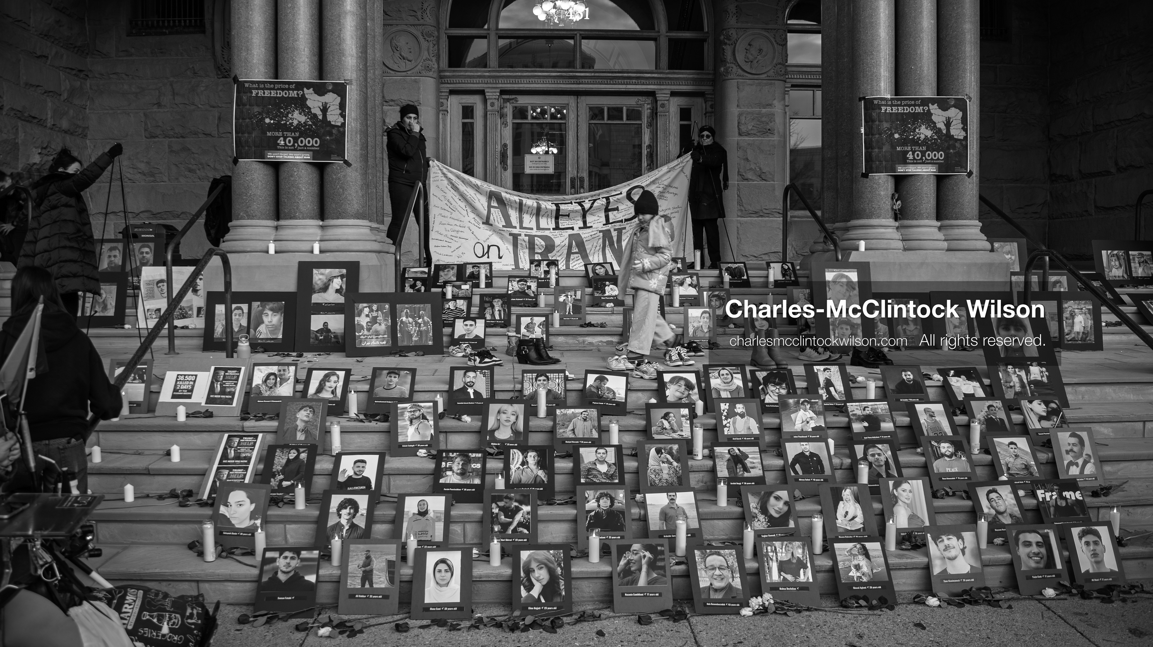 January 30, 2026, Salt Lake City, Utah, USA: Portraits, candles, and flowers are arranged on the steps of the Salt Lake City and County Building during a vigil honoring victims of the Iranian government. (Credit Image: © Charles McClintock Wilson/ZUMA Press Wire)