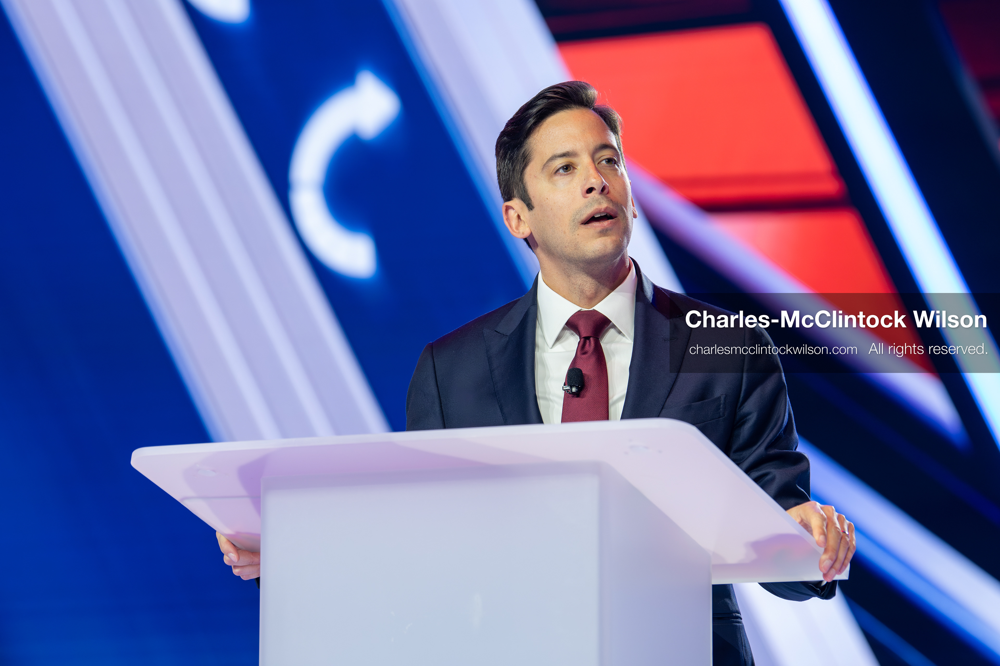 December 18, 2025, Phoenix, Arizona, USA: Michael Knowles speaks during Day One of Turning Point USA’s AmericaFest 2025 at the Phoenix Convention Center in Phoenix, Arizona.