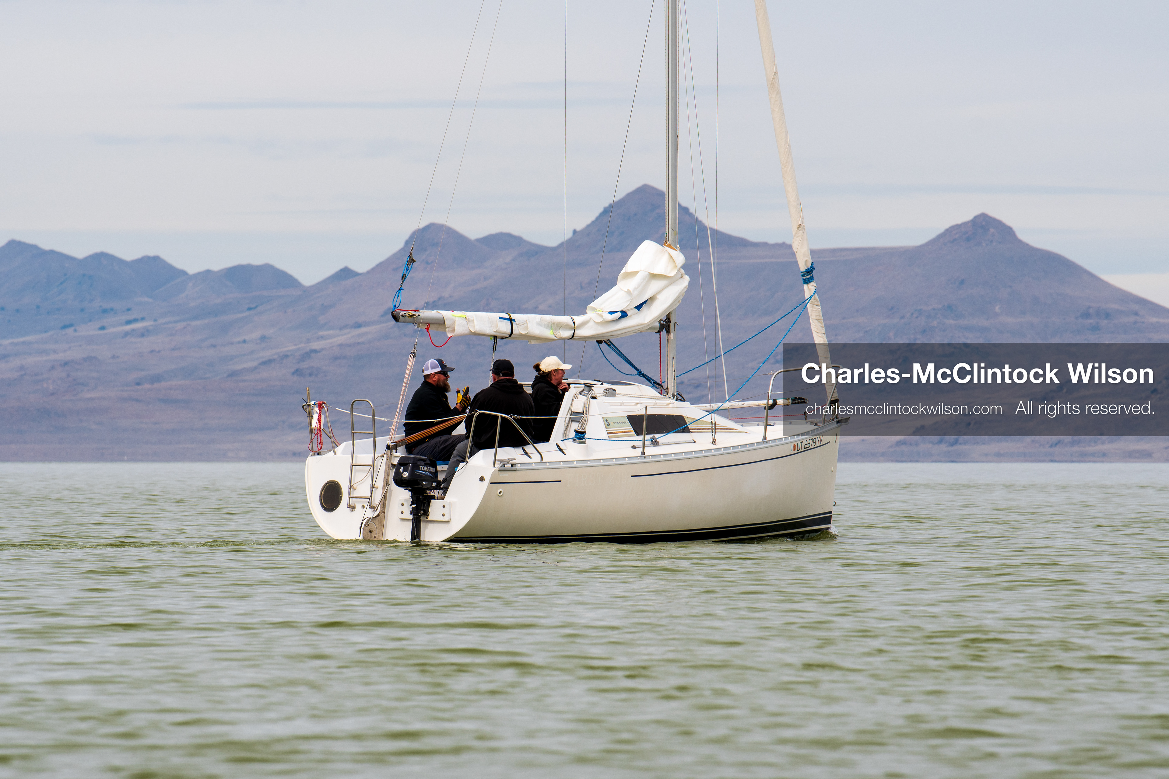 March 1, 2026, Great Salt Lake, Utah, USA: A sailboat moves across calm water at the Great Salt Lake as the region continues to experience historically low water levels. Reports from state officials and the Great Salt Lake Strike Team state that the lake remains in a serious adverse‑effects range, with elevations among the lowest recorded in more than one hundred years. The lake has drawn increased public attention as lawmakers consider large‑scale water projects and long‑term plans to address declining conditions. (Credit Image: © Charles‑McClintock Wilson/ZUMA Press Wire)