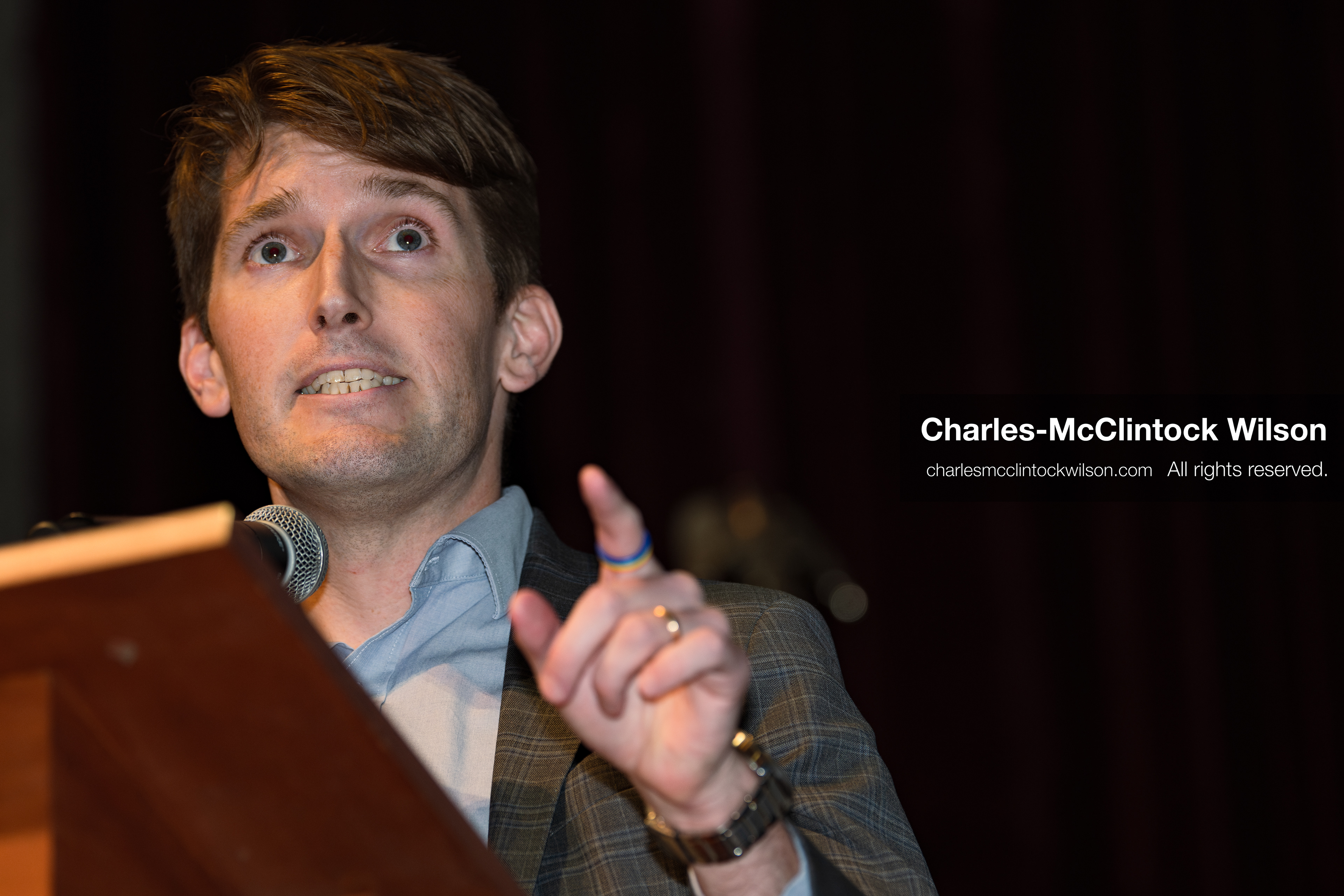 April 25, 2026, Sandy, Utah, USA: NATE BLOUIN, a Utah state senator and a candidate for the Democratic nomination in Utah's 1st Congressional District, speaks during the 2026 Utah Democratic Convention at Jordan High School in Sandy. (Credit Image: © Charles-McClintock Wilson/ZUMA Press Wire)