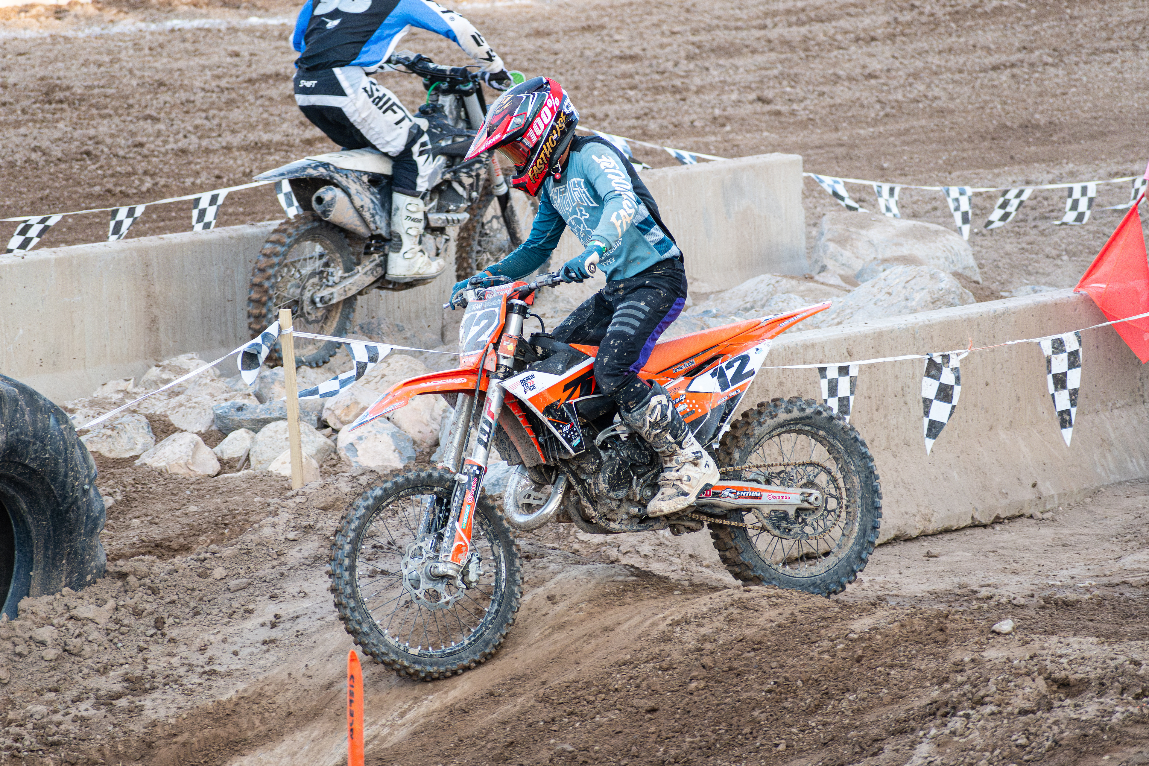 Nephi, Utah – June 28, 2025: A motocross rider competes during the Juab Xtreme Racing event at Juab County Fairgrounds.