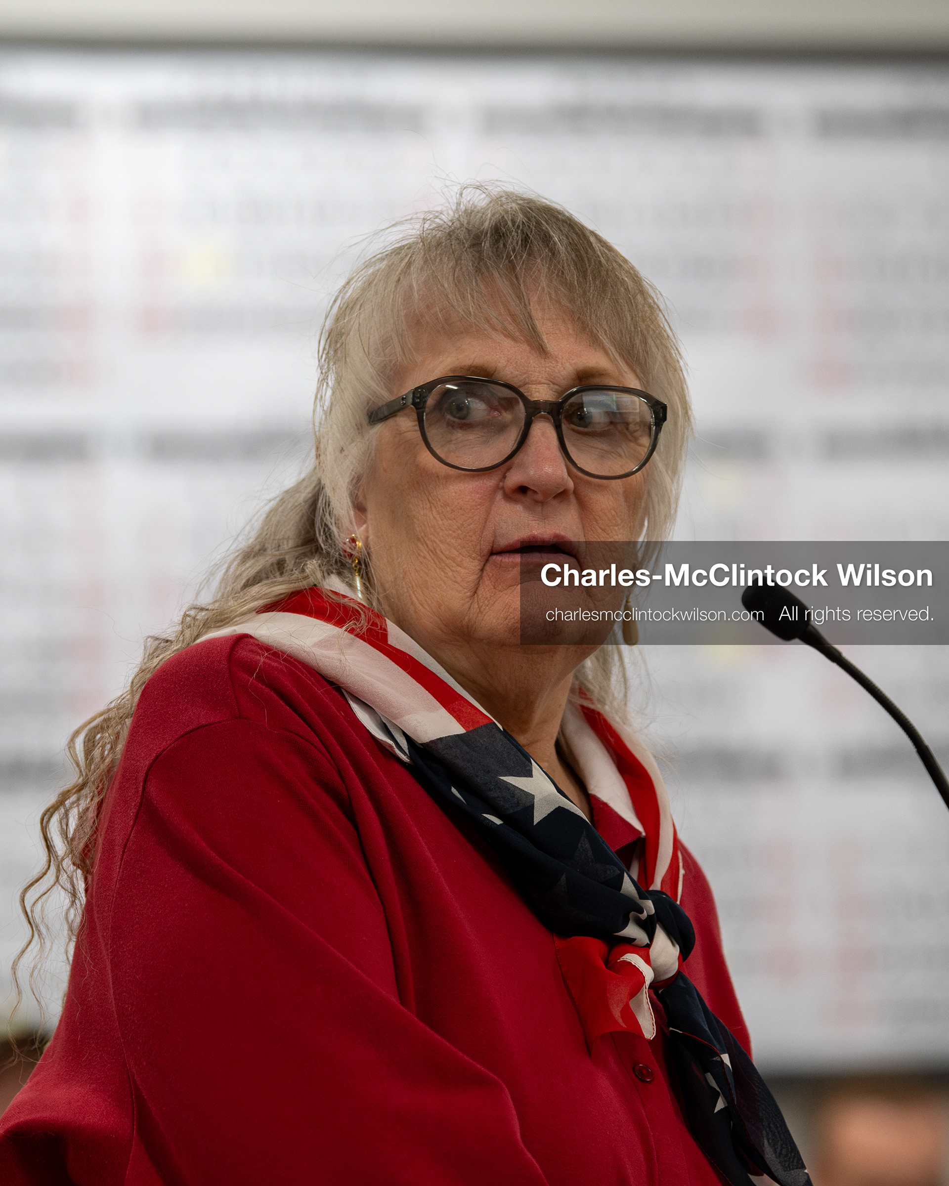 May 13, 2026, Brigham City, Utah, USA: Political candidate JULIE QUINLAN, who is running for election to the Utah State Senate to represent District 1, addresses commissioners inside the Box Elder County Justice Center in Brigham City, Utah, during a public meeting over the proposed data‑center project backed by businessman Kevin O’Leary, which has drawn public concern over water use, power demand, and transparency. (Credit Image: © Charles‑McClintock Wilson/ZUMA Press Wire)