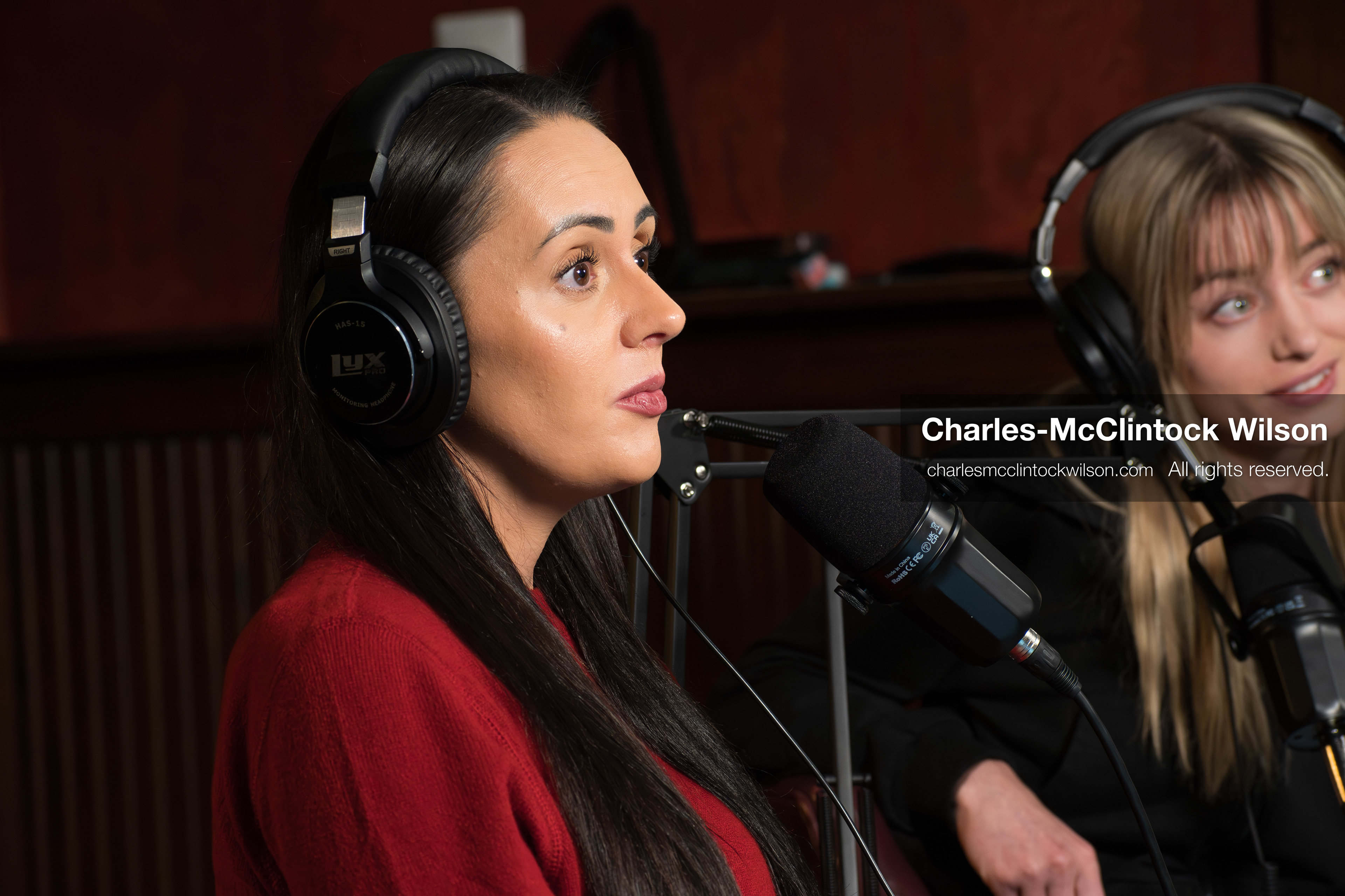 November 22, 2025 – Salt Lake City, Utah, USA: Brandi Siciliani and Billie Webb speak during the recording of an episode of The Brandi & Billie Show, an independent podcast known for its long-form commentary on politics, culture, and major world events. (Credit Image: © Charles‑McClintock Wilson)