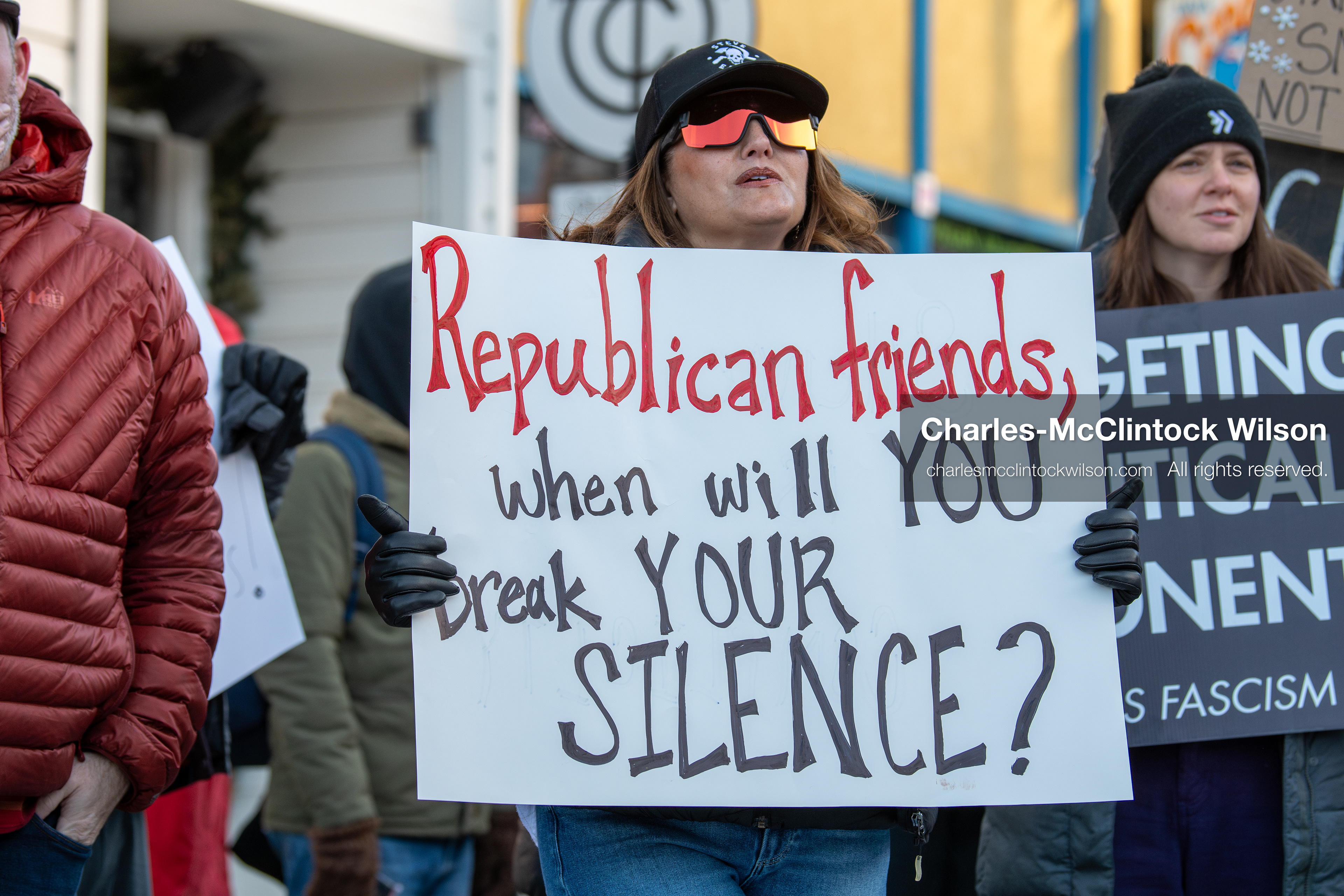 January 26, 2026, Park City, Utah, USA: Demonstrators gather on Main Street holding signs and American flags during a protest opposing U.S. Immigration and Customs Enforcement (I.C.E.) ICE agents at the Sundance Film Festival in Park City, Utah, on Monday, Jan. 26, 2026. The event was held in response to the fatal shooting of Alex Pretti by a U.S. Border Patrol officer in Minneapolis. (Credit Image: © Charles McClintock Wilson/ZUMA Press Wire)